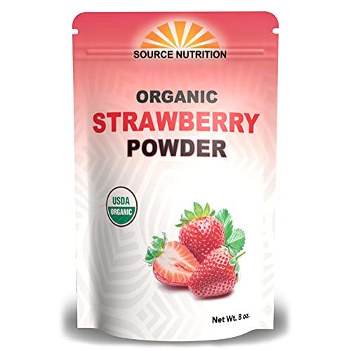 Organic Freeze-Dried Strawberry Powder 8oz | Non-GMO, Vegan Superfood for Smoothies, Baking & Healthy Snacks | Perfect for Protein Shakes, Yogurt Toppings & Homemade Desserts