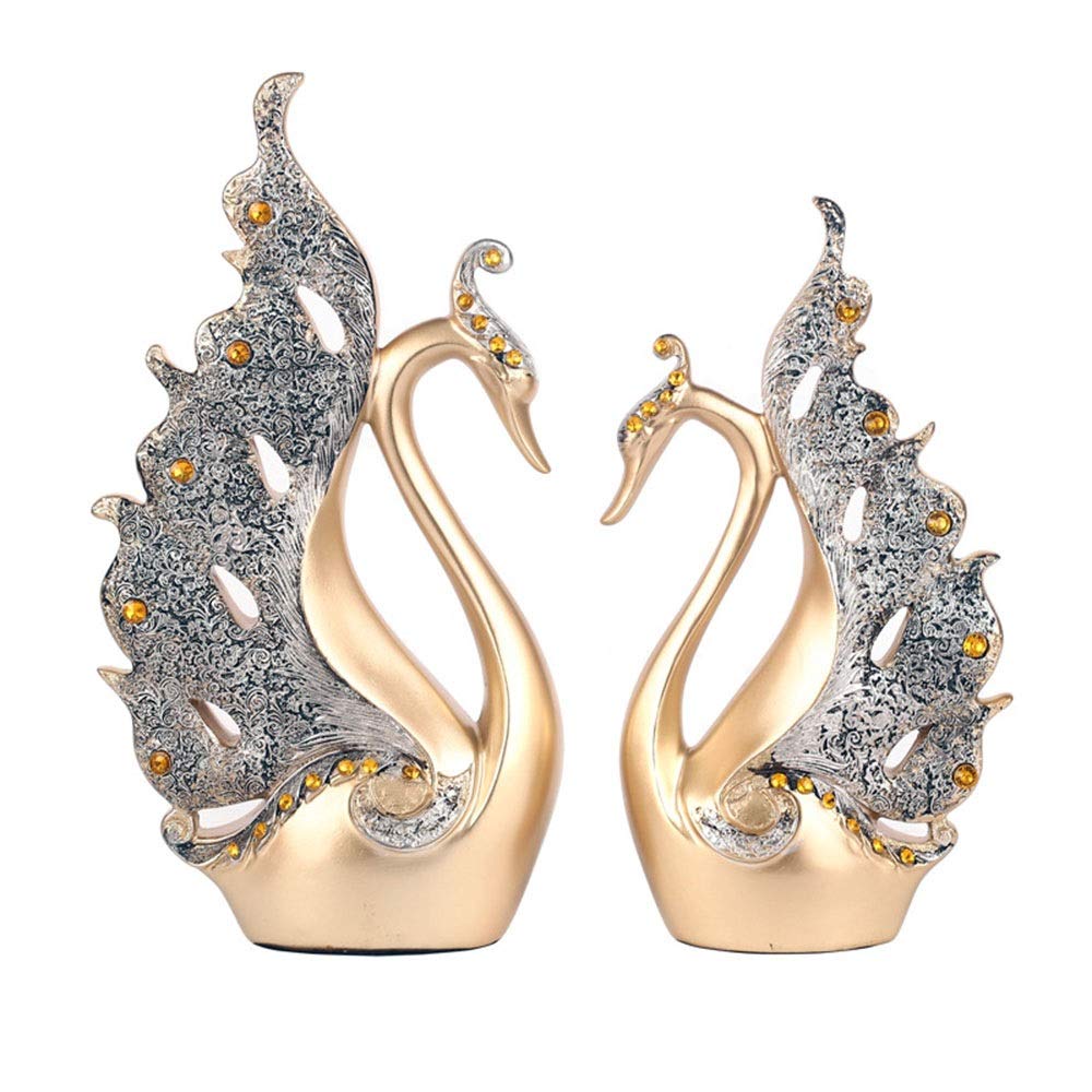 Gold Diamond Resin Swan Ornaments for Home & Office Decor – Perfect for Living Room, TV Cabinet, Wine Cooler, and Entrance Gifts – Elegant Wedding, Anniversary & Housewarming Present