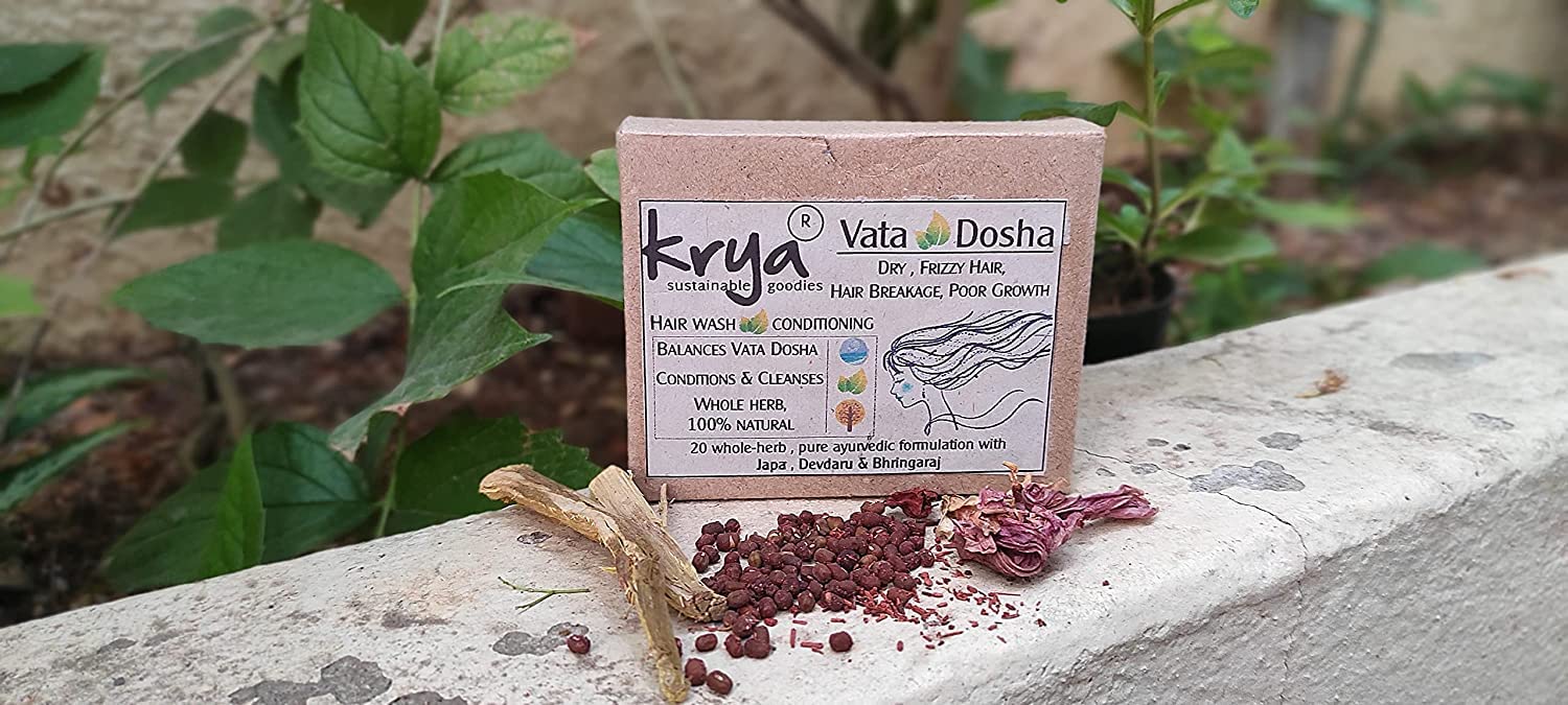 Krya Ayurvedic Shampoo Powder for Dry Hair - 100% Natural, Sulfate-Free, Paraben-Free, Silicone-Free & Chemical-Free (100g) | Ideal for Vata Hair Type, Daily Hair Care & Scalp Nourishment