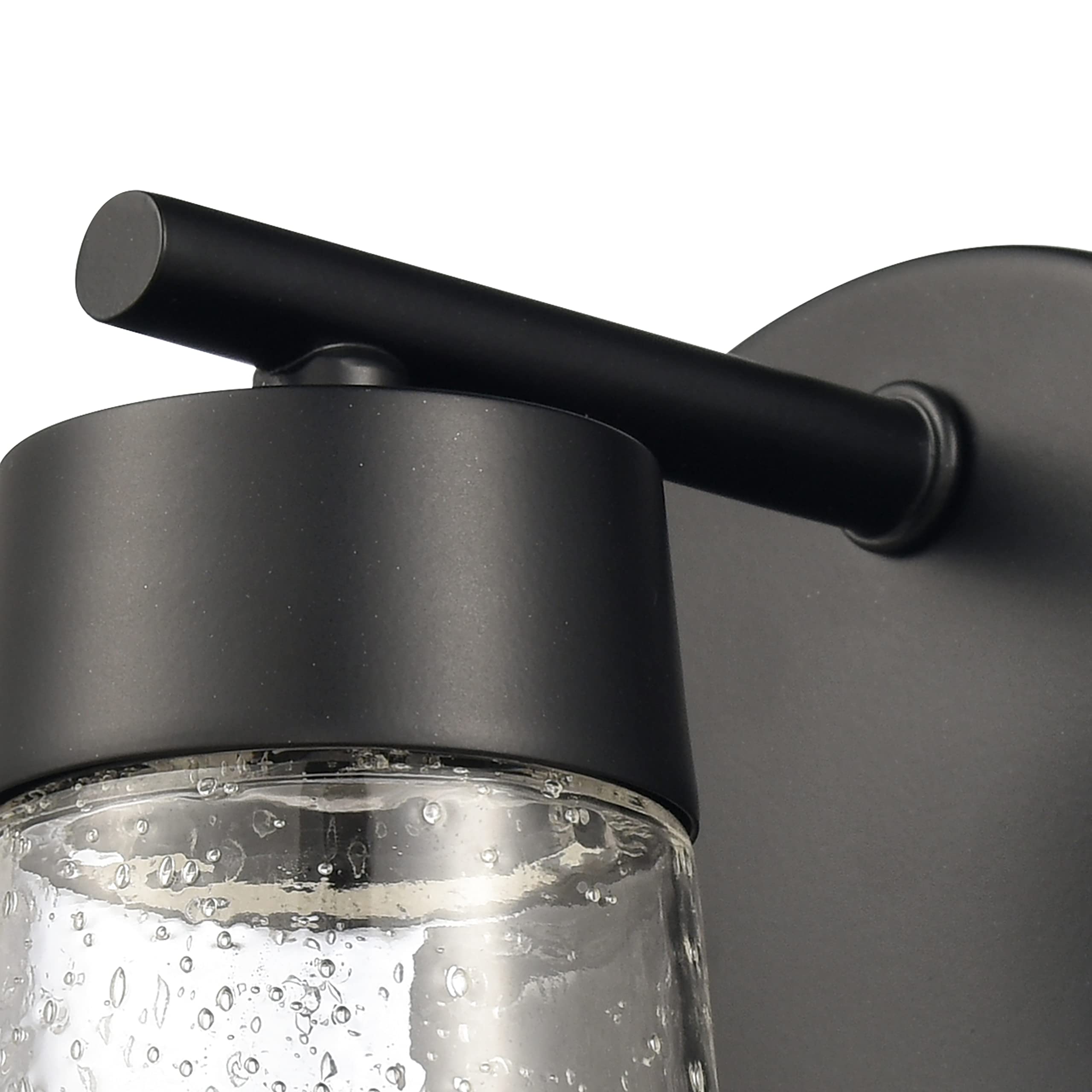 Elk Home Jergen Vanity Light - 1-Light Matte Black Bathroom Sconce with Clear Seeded Glass, Modern Contemporary Style for Bathroom, Powder Room, and Dressing Area Lighting