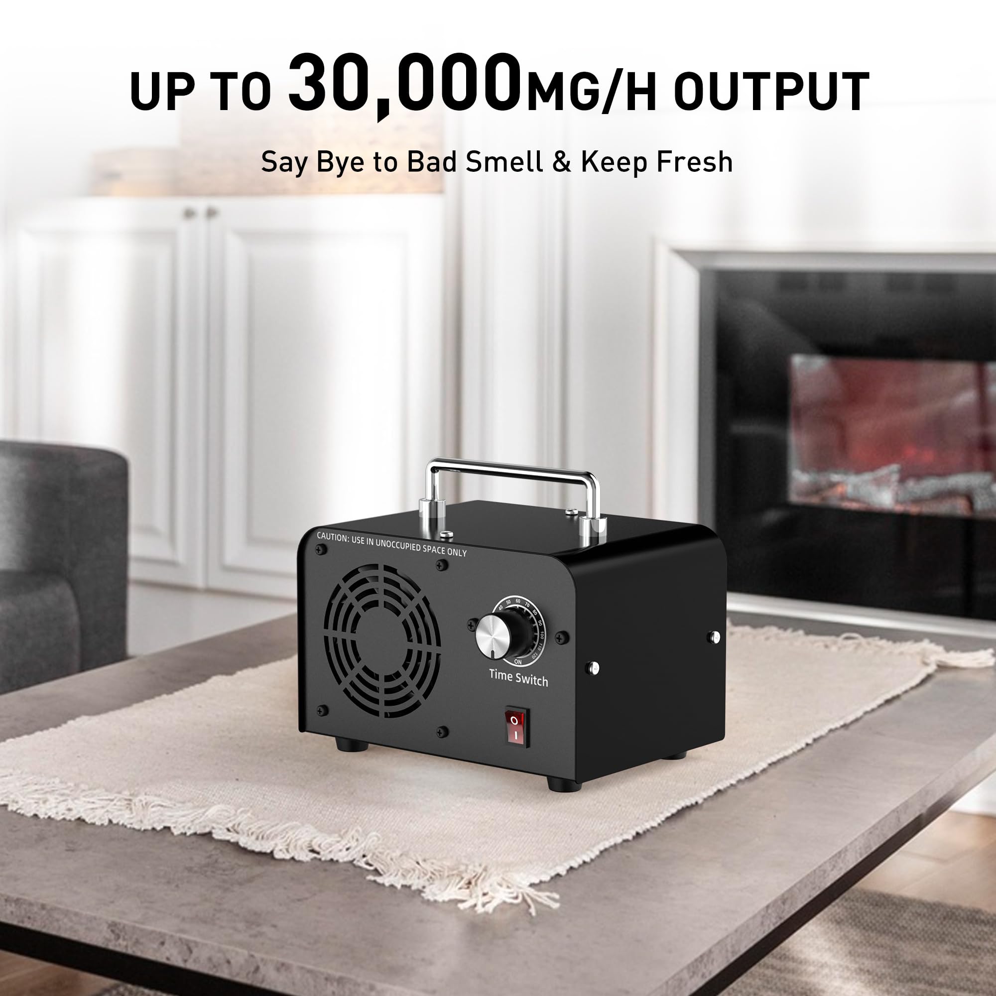 AIIKEE 30,000mg/h Commercial Ozone Generator - Industrial Strength Air Purifier with Handle for Home, Office, Restaurant, Farm & Bar Use - Eliminates Odors, Mold & Bacteria in Large Spaces (Black)