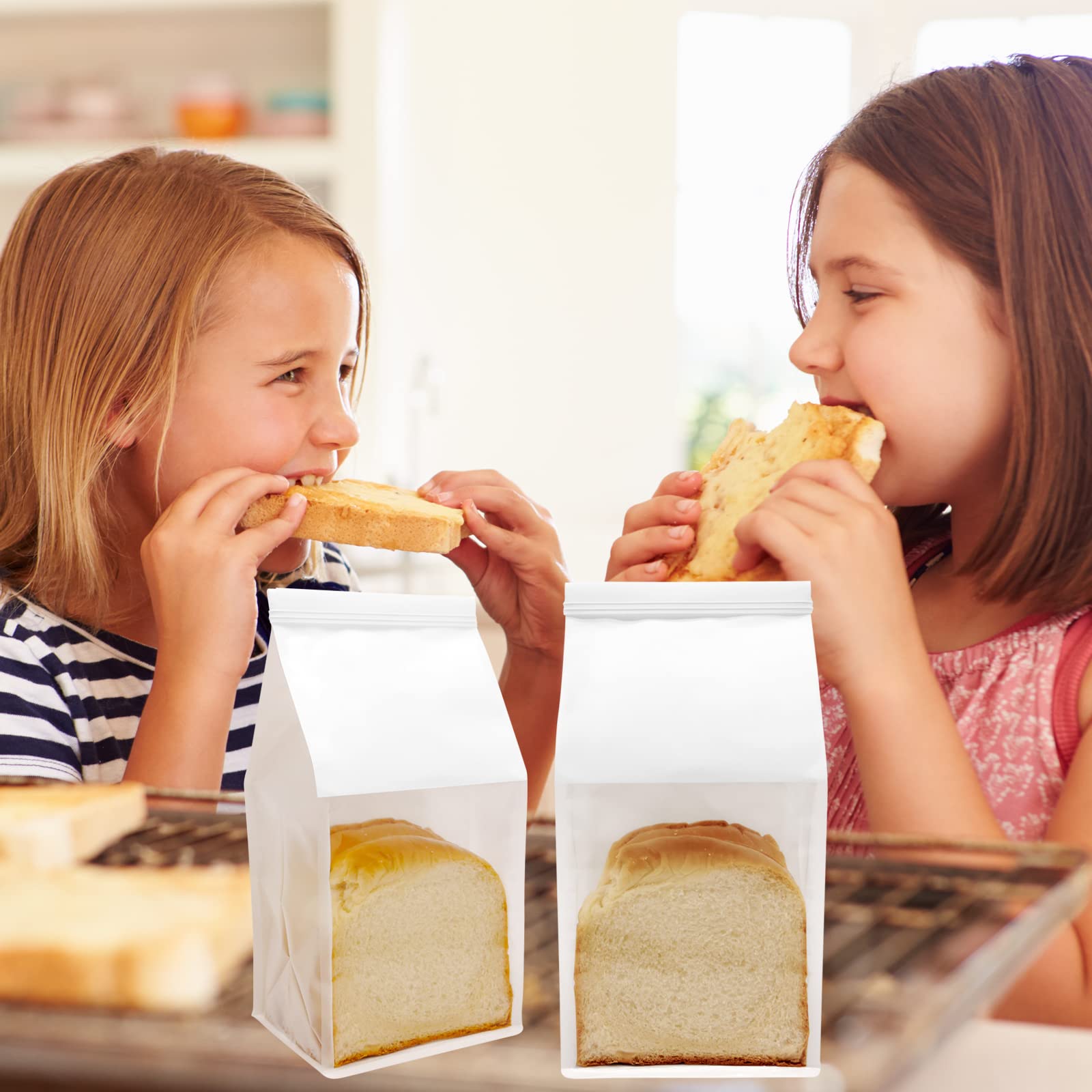 25Pcs White Kraft Paper Bakery Bags with Window - 5.1x4.3x11 Inches Cookie Packaging Bags with Tin Tie Lock for Treats, Popcorn, Coffee | Perfect for Home Baking, Party Favors & Gift Packaging