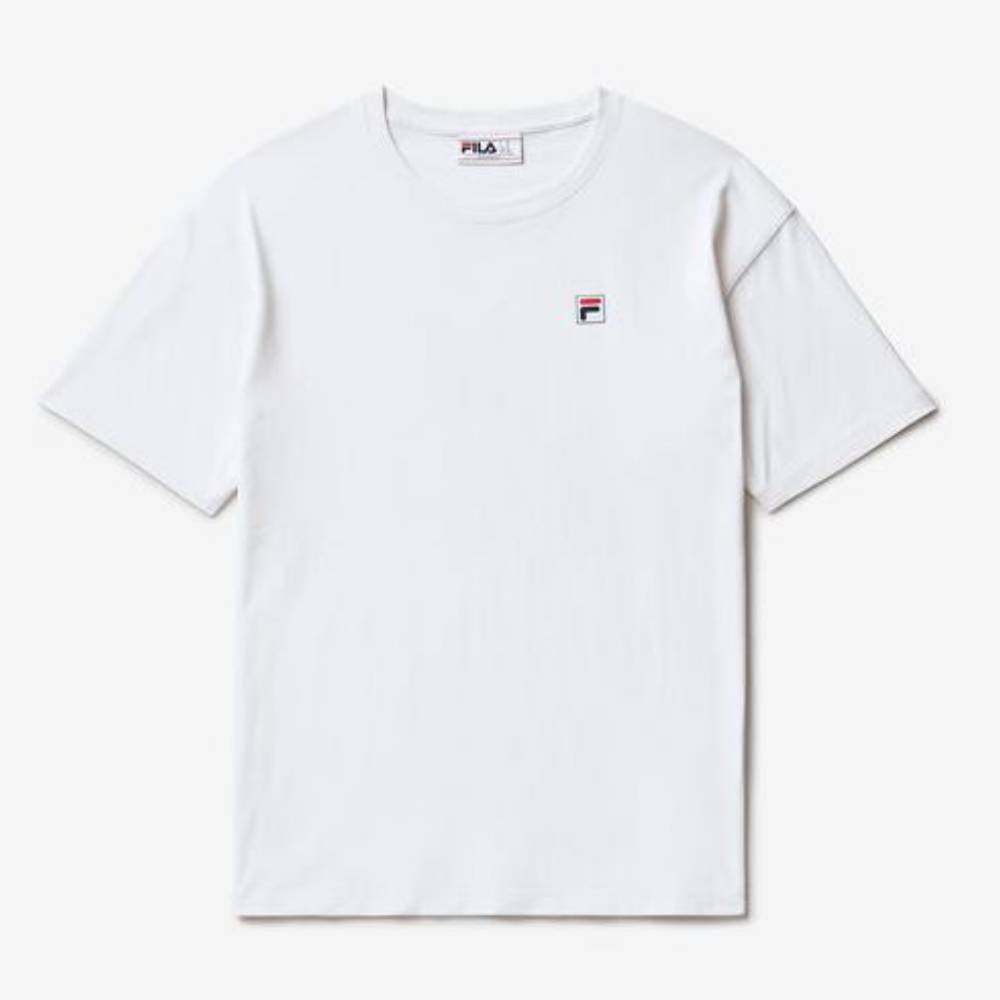 Fila Unisex Classic Relaxed Fit T-Shirt for Men & Women - Soft Cotton Casual Tee (White) - Perfect for Everyday Wear, Gym & Street Style