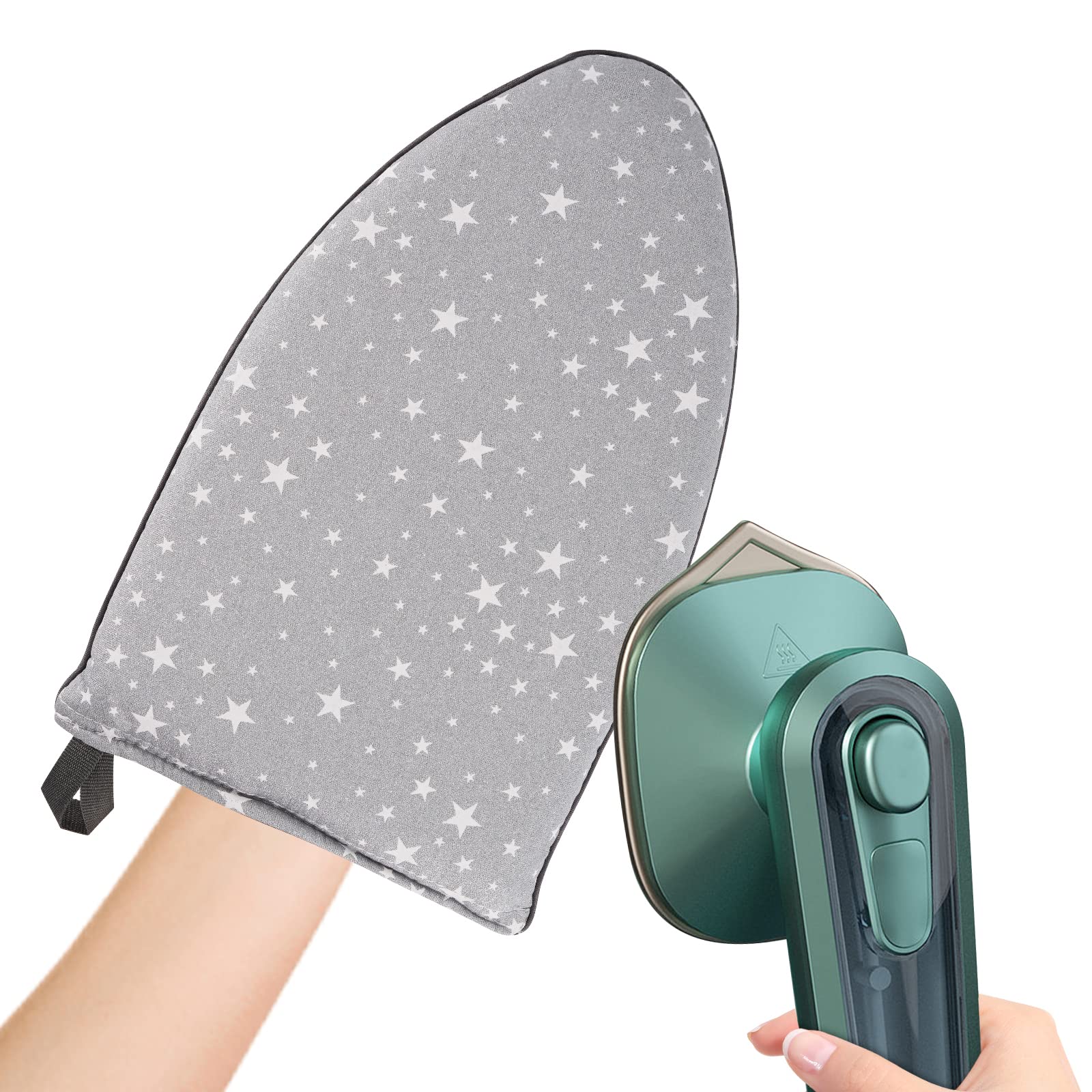 Waterproof Heat Resistant Ironing Glove with Finger Loop - Mini Steamer Mitt for Clothes & Garment Steamers (Grey, 2-Pack) - Perfect for Travel, Home Use & Quick Wrinkle Removal