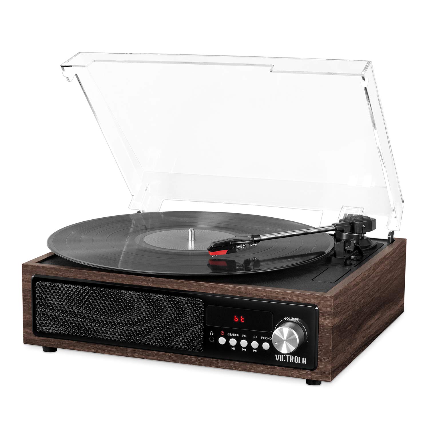 Victrola 3-in-1 Bluetooth Record Player with Built-in Speakers & 3-Speed Turntable - Vintage Vinyl Player for Home, Office & Parties (Espresso Finish) - Perfect for Music Lovers & Retro Decor