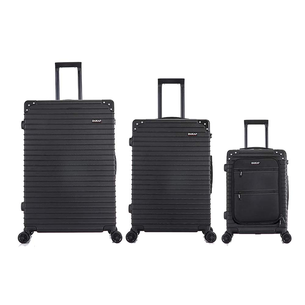 DUKAP TOUR 3-Piece Hardside Spinner Luggage Set with TSA Lock - 20/24/28 Inch Expandable Suitcases for Travel, Black | Perfect for Business Trips, Family Vacations & International Travel