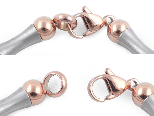 Stainless Steel & Rose Gold Plated Bead Bar Bracelet for Women - Elegant Stackable Jewelry for Everyday Wear, Parties & Gifts