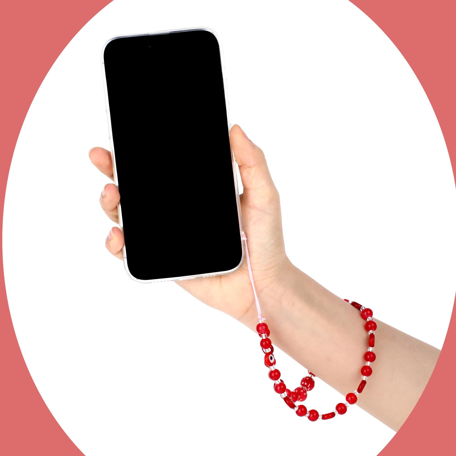 Evil Eye Phone Lanyard with Beads - Stylish Wrist Strap for Phones & Keys - Perfect for Travel & Work