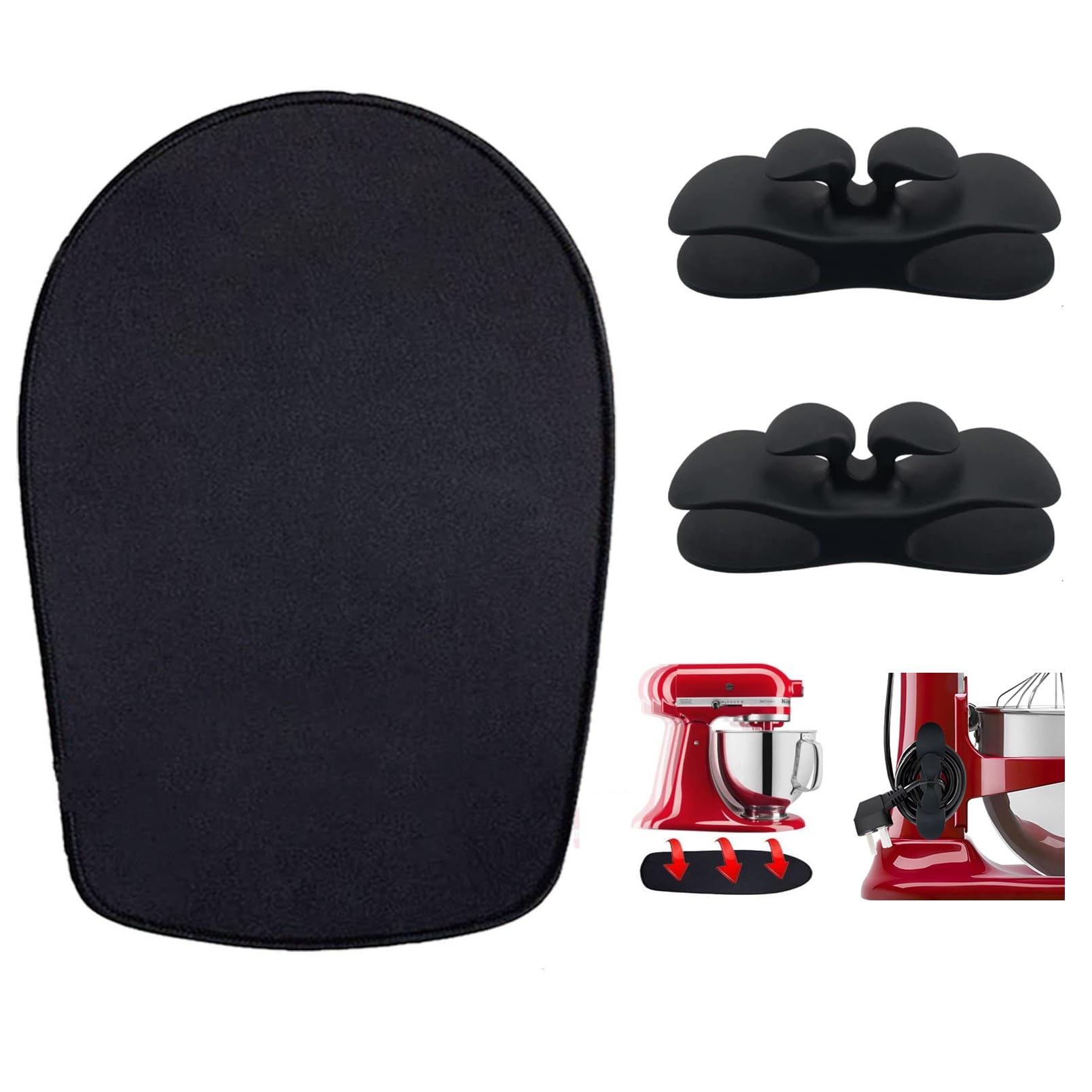 KitchenAid Mixer Slider Mat with 2 Black Accessories for 4.5-5 Qt Tilt-Head Stand Mixer - Perfect for Baking & Cooking