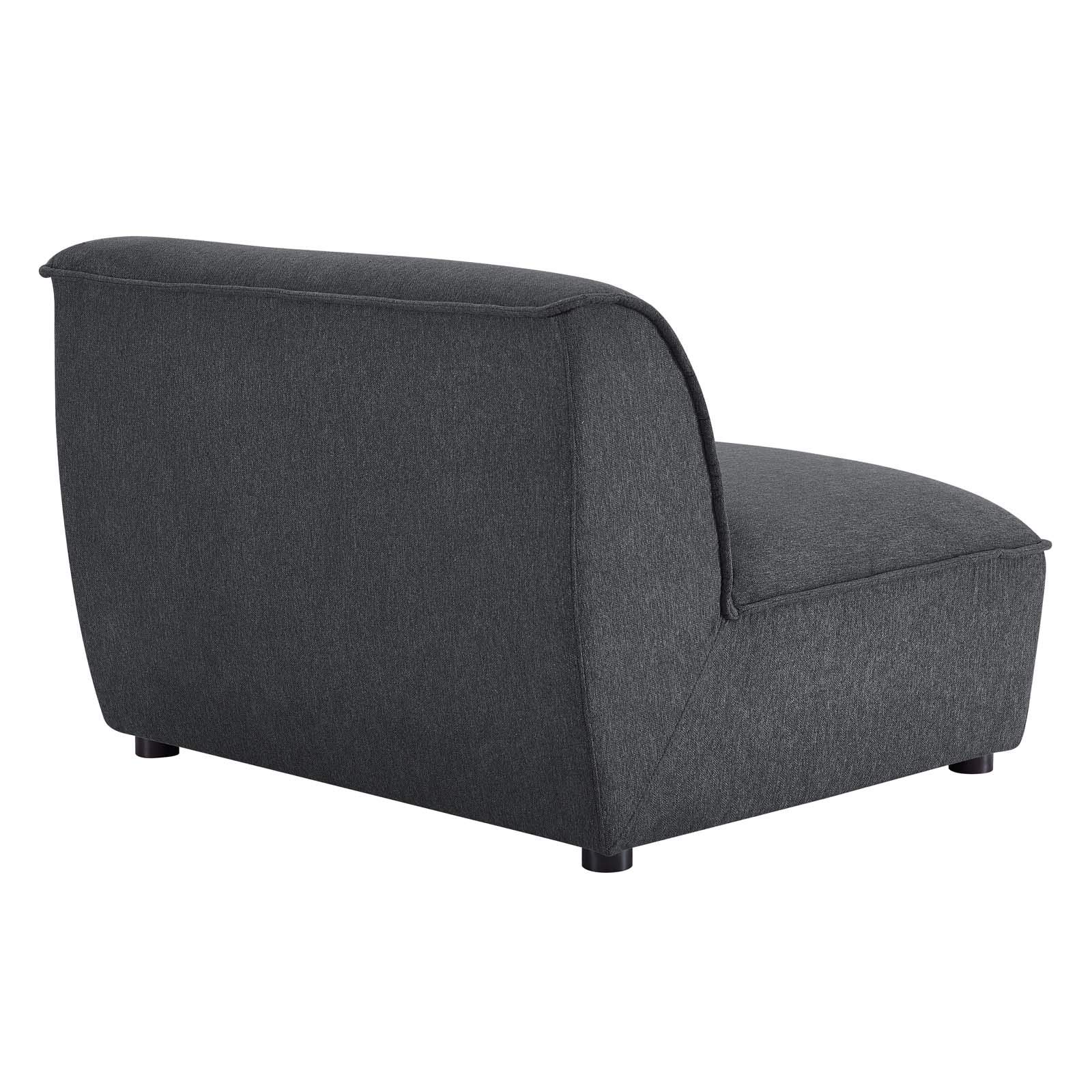 Modway Comprise 6-Piece Fabric Upholstered Sectional Sofa with Double Chaise in Charcoal - Perfect for Large Living Rooms, Family Gatherings & Home Theater Seating