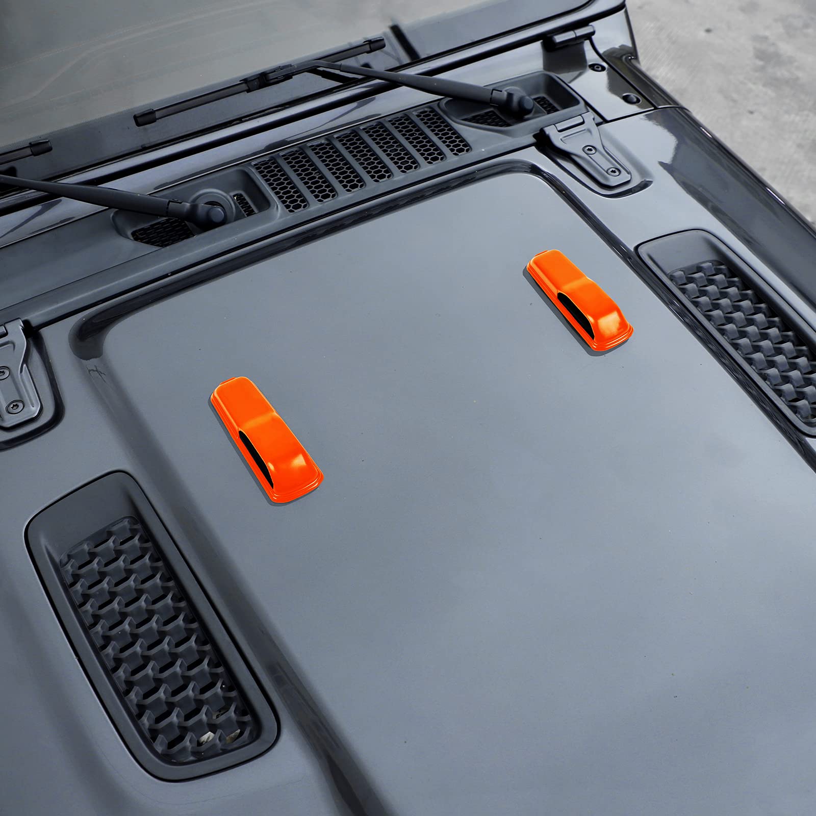 CheroCar JL JT Engine Hood Hinge Cover - Decorative Stickers & Exterior Accessories for 2018-2021 Jeep Wrangler JL & 2020-2021 Jeep Gladiator JT (Orange) - Upgrade Your Off-Road Adventure Style