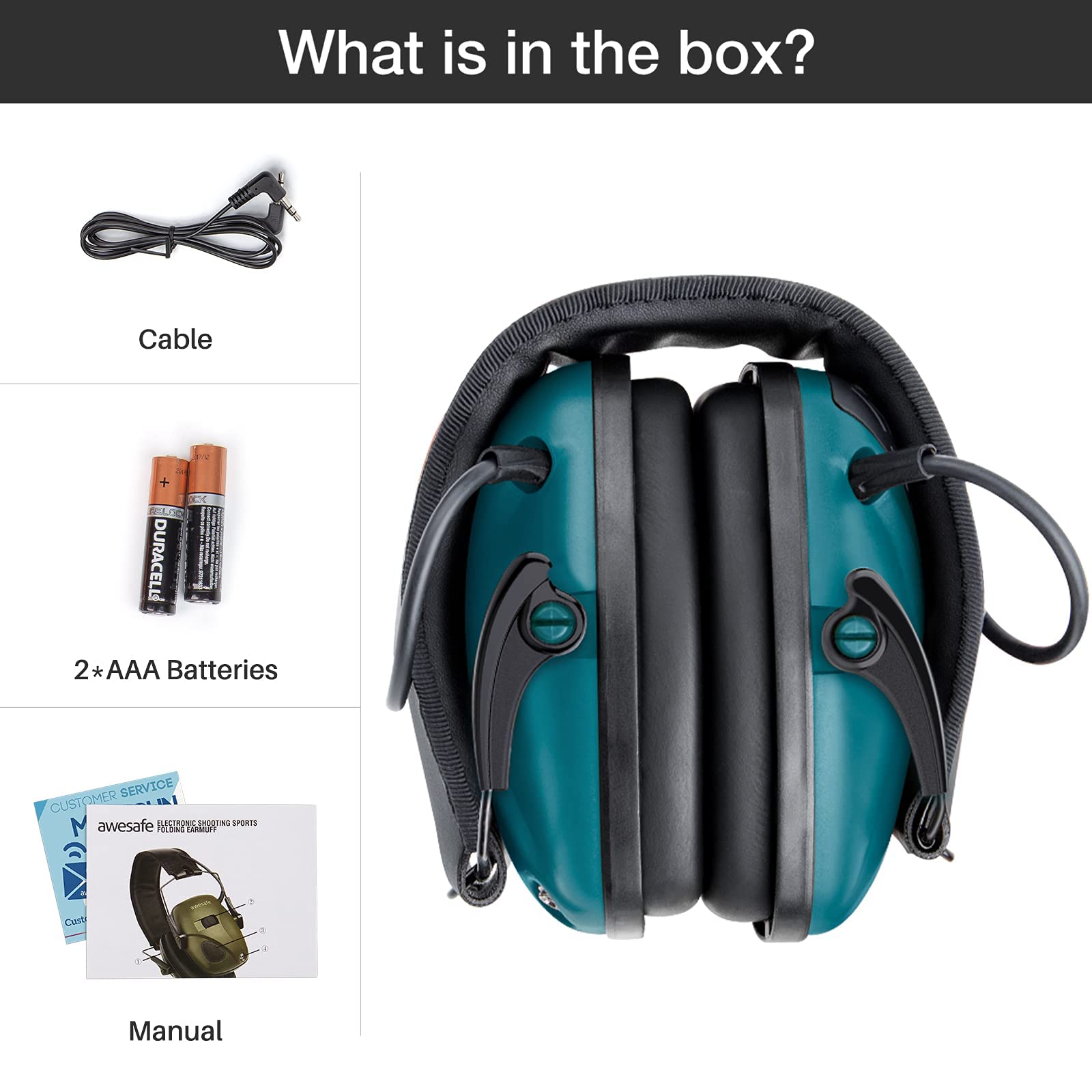 Awesafe Electronic Shooting Ear Protection - NRR 24dB Noise Canceling Headphones for Hunting, Shooting Range & Outdoor Sports | Comfortable Hearing Protection for Gun Enthusiasts & Professionals