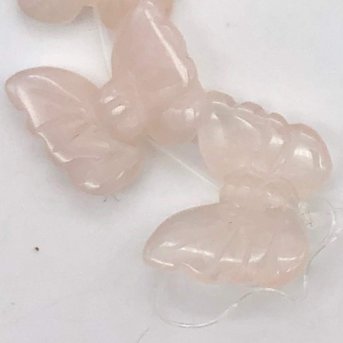 Flutter 2 Carved Rose Quartz Butterfly Beads for Jewelry Making - DIY Bracelets, Necklaces & Craft Projects - Healing Crystal Beads for Spiritual Gifts & Boho Style Accessories