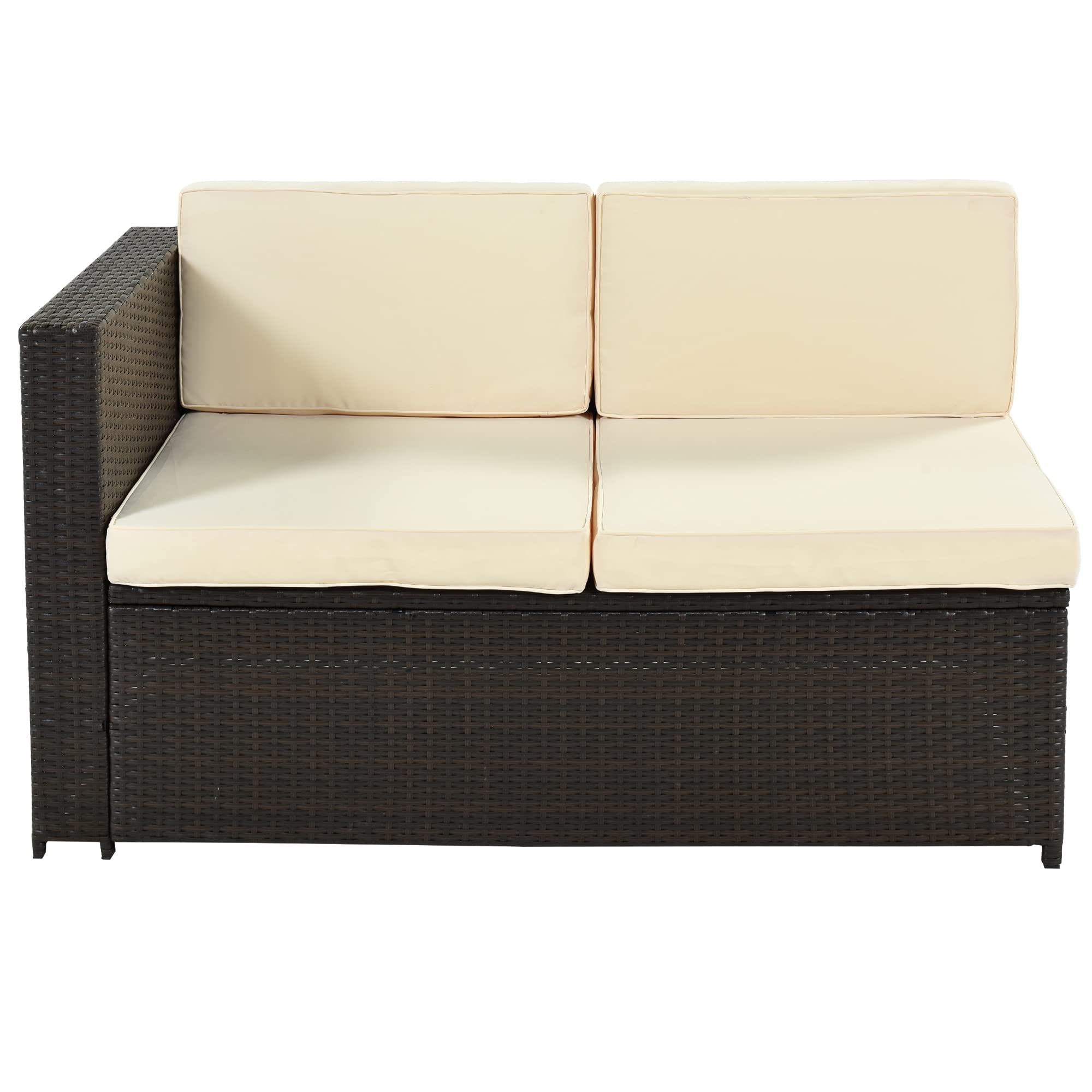 Merax 9-Piece Outdoor Patio Furniture Set - PE Wicker Rattan Sectional Sofa with Coffee Table & Ottoman - Perfect for Garden, Backyard, Poolside & Outdoor Entertaining