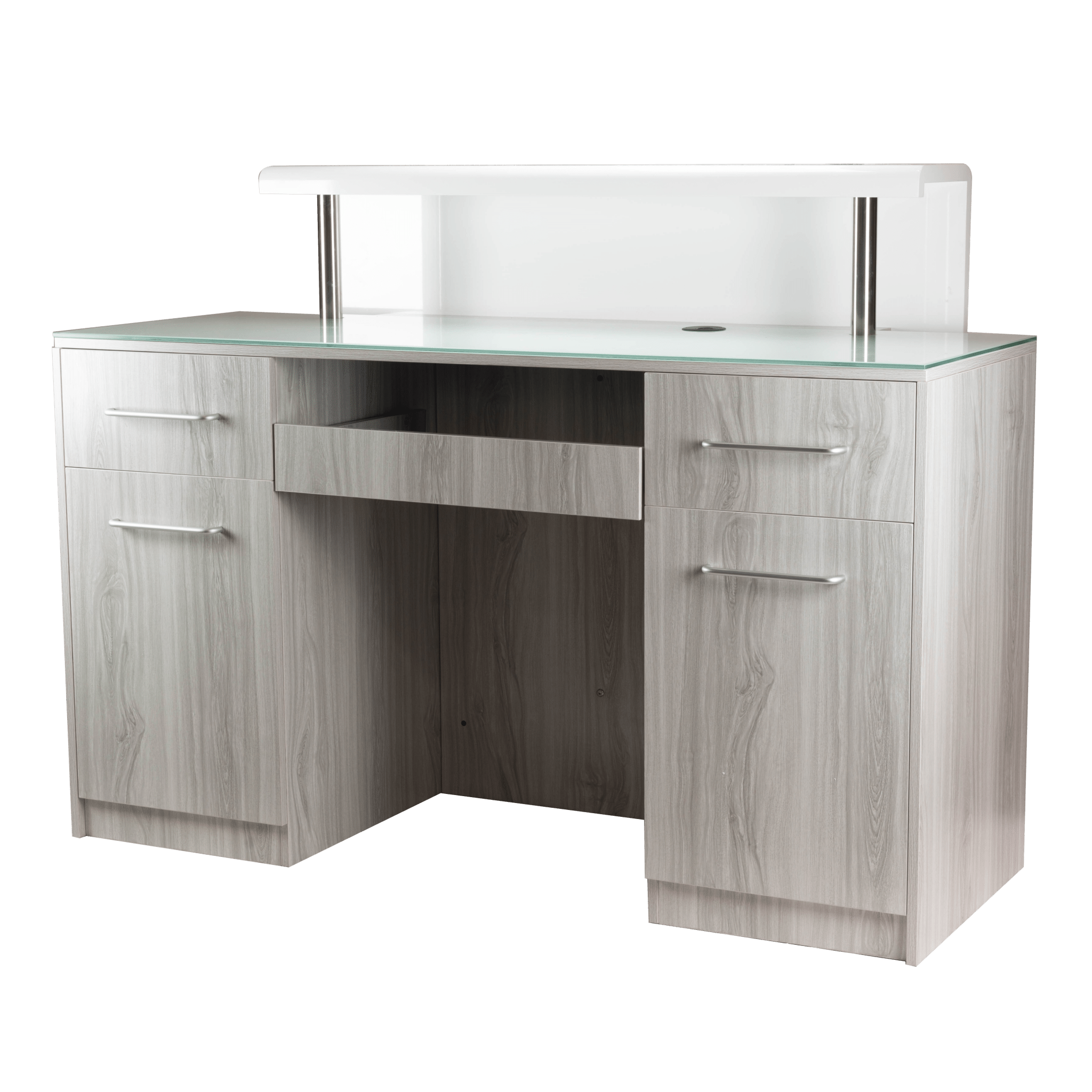 Modern Fiori Omni Reception Desk - Elegant L-Shaped Office Front Desk with Storage | Perfect for Corporate Lobbies, Hotels, and Business Centers