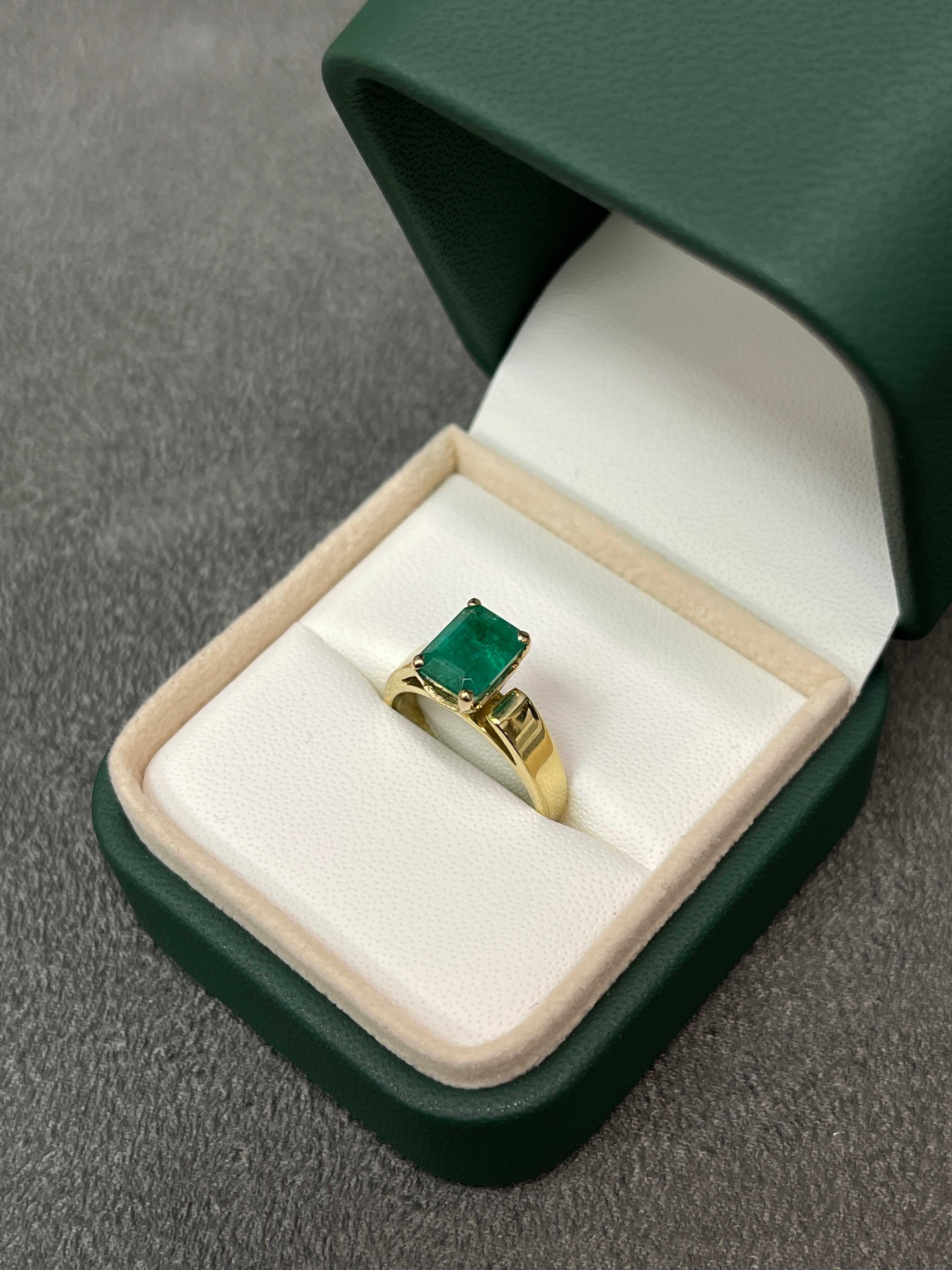 1.88 Carat Natural Emerald Solitaire Engagement Ring in 18K White Gold - Perfect for Proposals, Anniversaries & Special Occasions