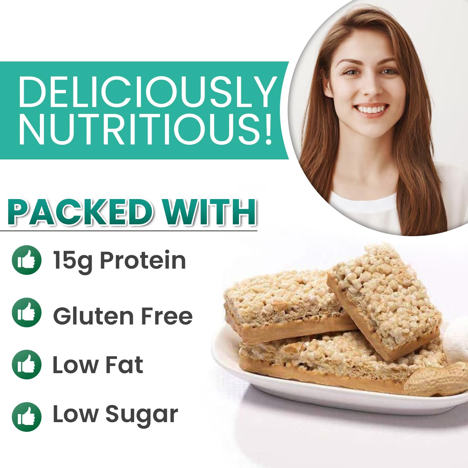 Protiwise High Protein Nutrition Bar - Caramel Nut Flavor | 15g Protein, Gluten Free, Low Fat & Sugar | Keto-Friendly Meal Replacement Snack for Weight Loss | Perfect for Gym, Hiking & On-the-Go Energy | 7 Bars per Box