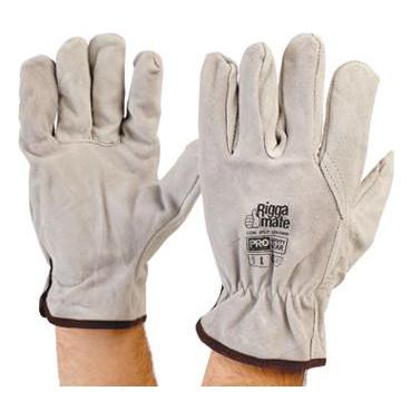 PRO Riggamate Cow Split Leather Work Gloves - EN388 Certified for Safety - Durable & Comfortable for Construction, Gardening, and Heavy-Duty Tasks