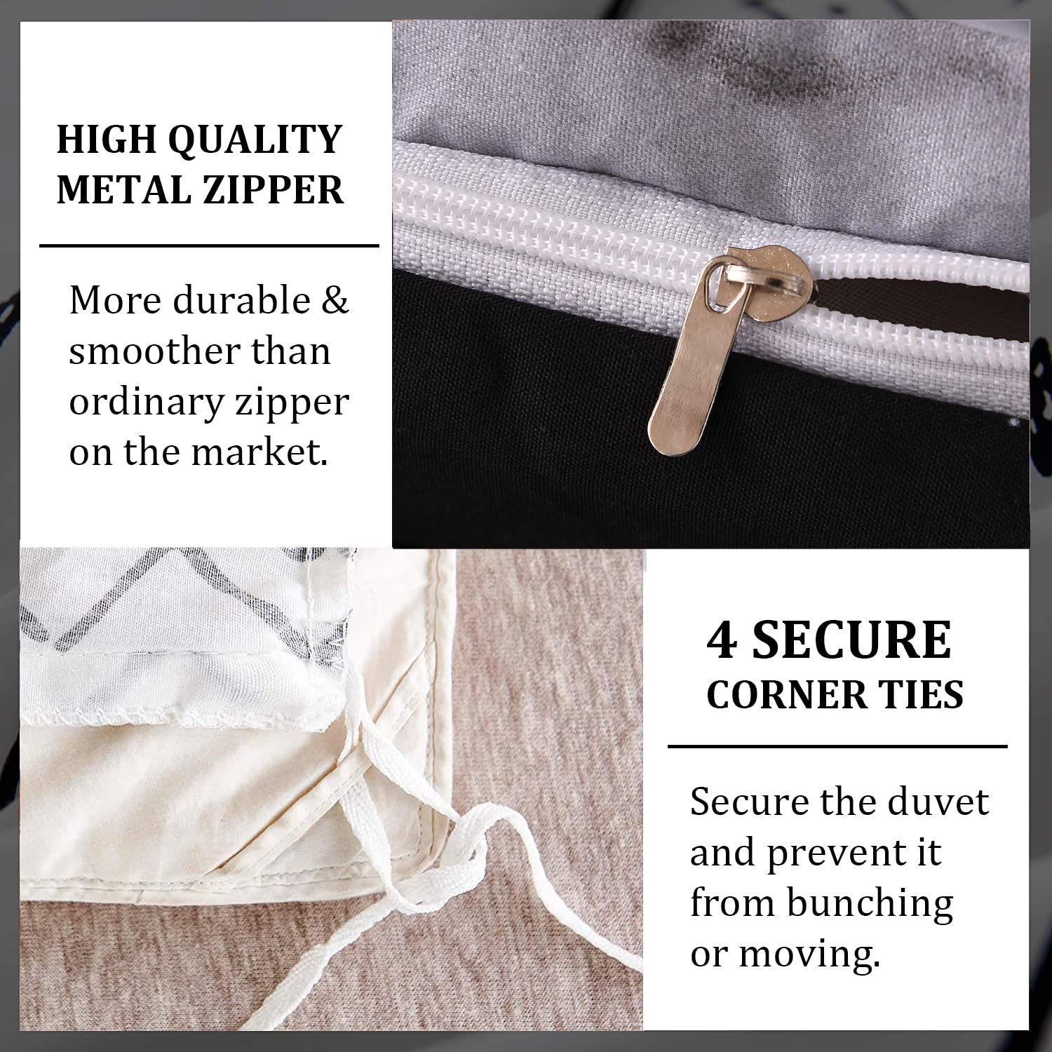 Gafance 3-Piece White Marble Print Duvet Cover Set - Twin Size 68x90 Inches with Zipper Closure & 2 Pillow Shams - Soft, Easy Care Modern Black Bedding for Teens, Dorms & Guest Rooms