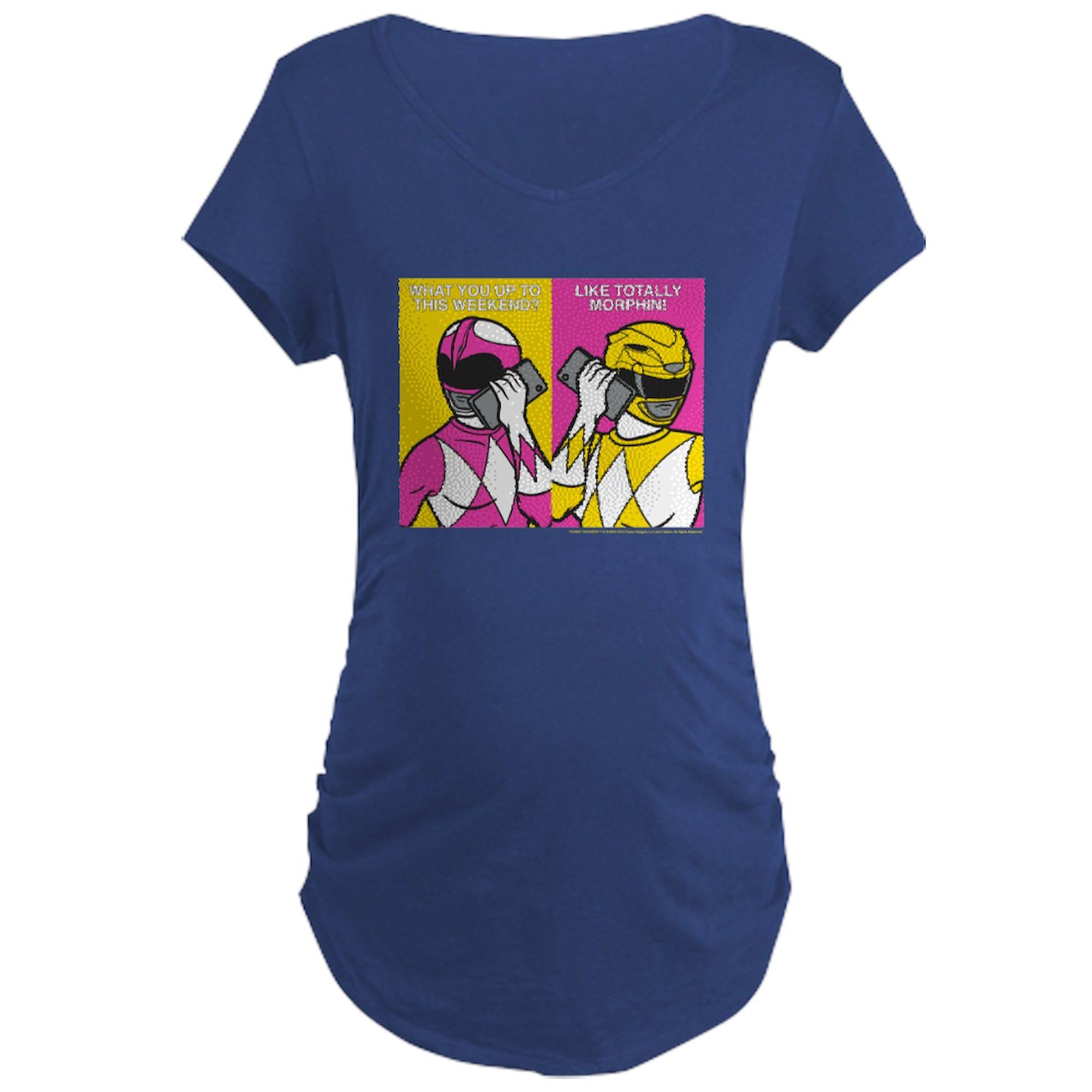 Power Rangers Maternity T-Shirt for Women - Ruched Side Design - Comfortable Pregnancy Tee - Perfect for Casual Wear, Maternity Photos & Baby Showers