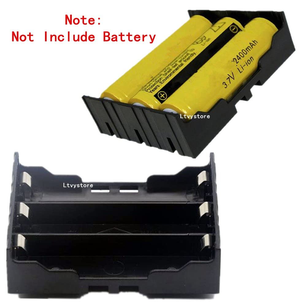 18650 Battery Case Holder - 5 Pack 3-Slot Plastic Storage Box for 3x18650 Batteries | DIY Parallel Connection | Durable Black Case with Pins - Perfect for Vape Mods, Flashlights & Power Banks