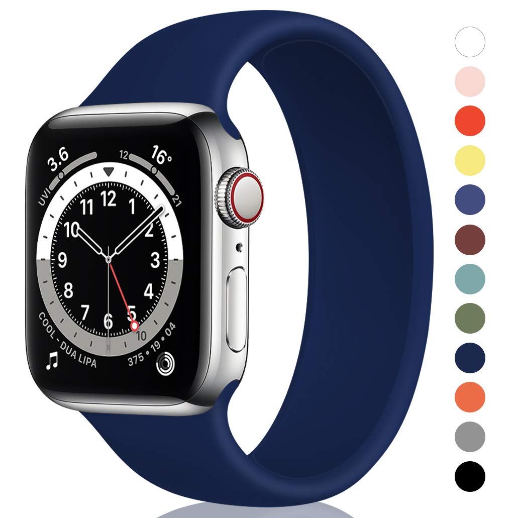 Unnite Stretchy Solo Loop Bands for Apple Watch 38mm 40mm 41mm 42mm 44mm 45mm - Soft Silicone Elastic Sport Band Replacement for iWatch Series SE/8/7/6/5/4/3/2/1 - Perfect for Workouts, Running & Everyday Wear (Men & Women)