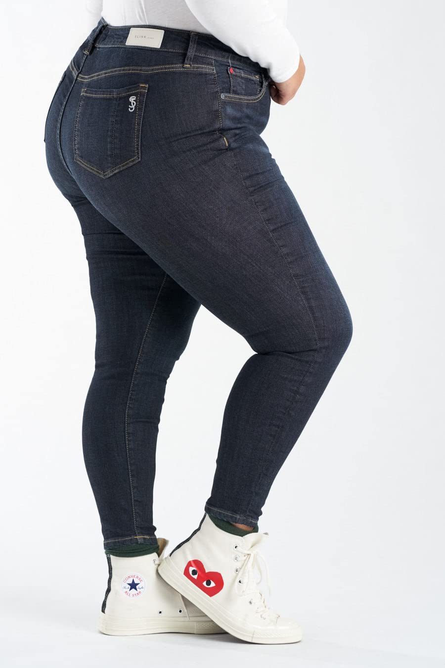 Premium Women's Plus Size Stretch High Rise Skinny Jeans - Slink Comfort Fit Denim Pants in Indigo Blue | Perfect for Casual Wear, Office Outfits & Night Out Looks