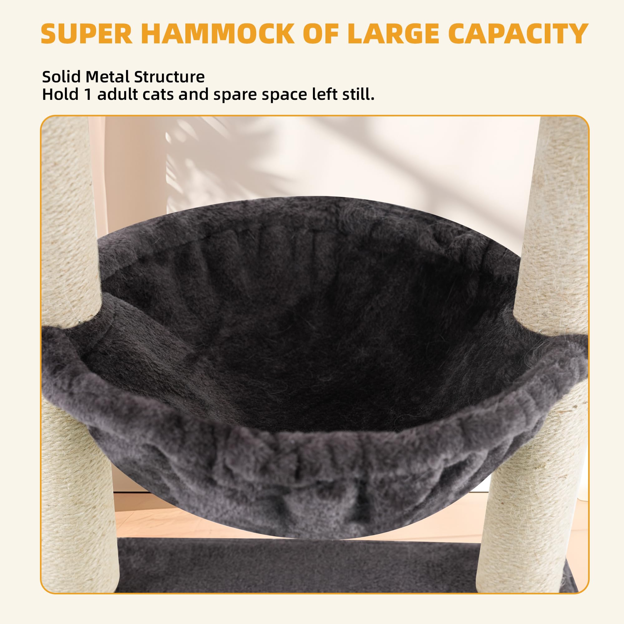 Multi-Level Cat Tree for Indoor Cats - Large Condo, Hammock & Scratching Posts - Space-Saving Dark Grey Cat Tower for Climbing & Play | Perfect for Apartments & Small Spaces