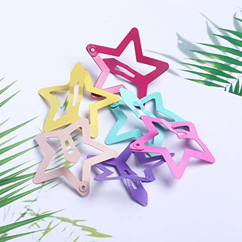 12Pcs Multi-Color Star Hair Clips for Kids - Cute Cartoon Snap Barrettes, Non-Slip Metal Hairpins for Baby & Children - Perfect for School, Parties & Daily Hairstyles