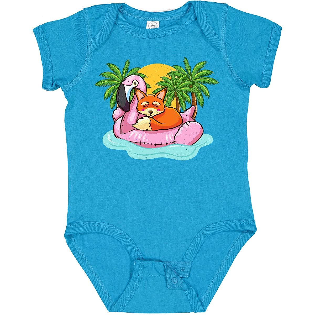 Inktastic Fox Flamingo Tropical Beach Vacation Baby Bodysuit - Cute Animal Print Onesie for Boys & Girls - Perfect for Beach Trips, Summer Outfits & Photo Shoots