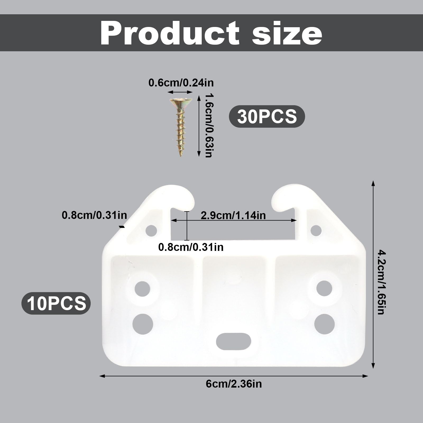10-Pack White Drawer Slides with Screws - Undermount Cabinet Drawer Track Guide Replacement Kit for Dressers, Wardrobes & Furniture Repair | Easy DIY Installation for Smooth Gliding Drawers