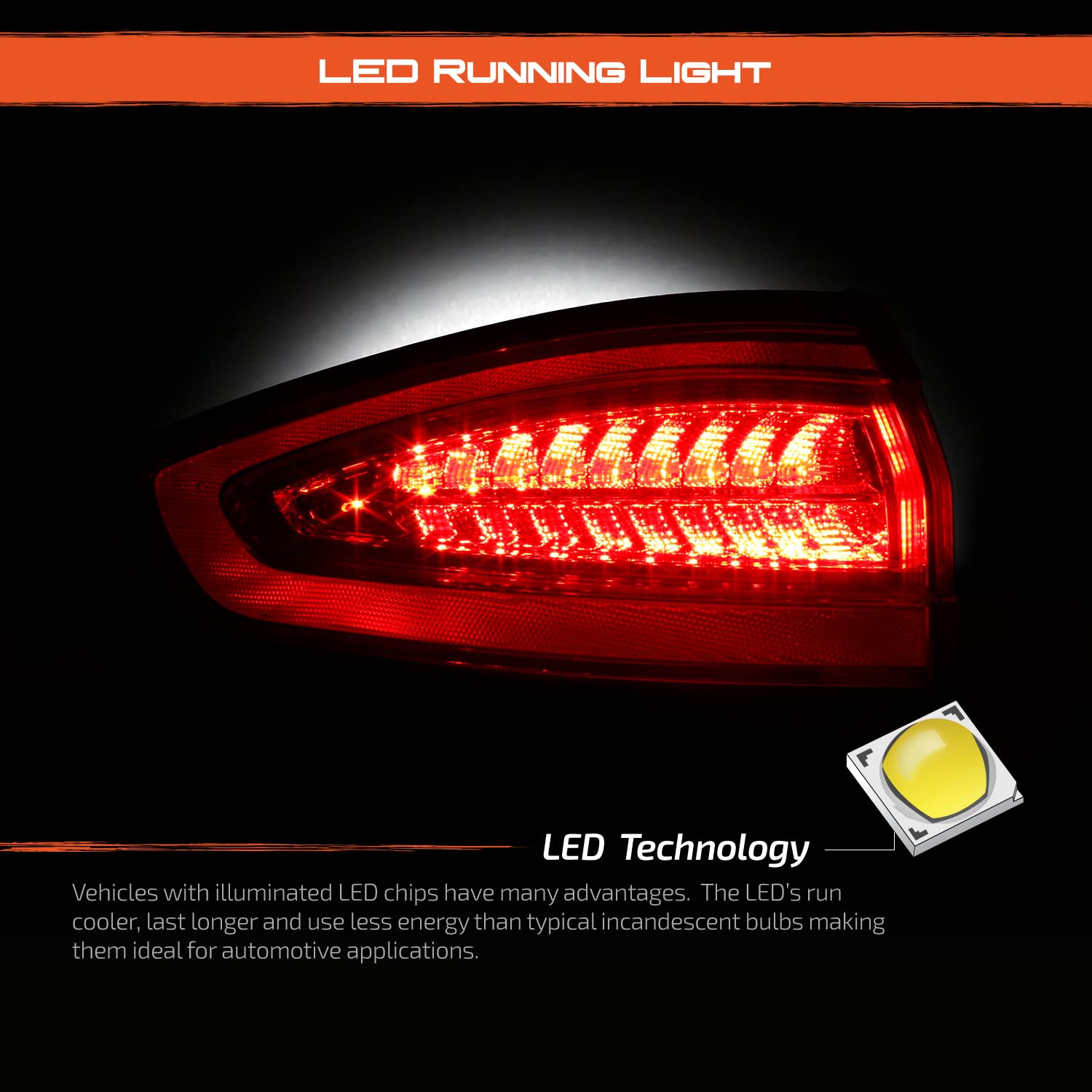 AKKON LED Red Tail Lamp Brake Lights Outer Pair for 2013-2016 Ford Fusion Titanium & Energi Sedan Models - Driver & Passenger Side Replacement - Perfect for Night Driving & Enhanced Safety