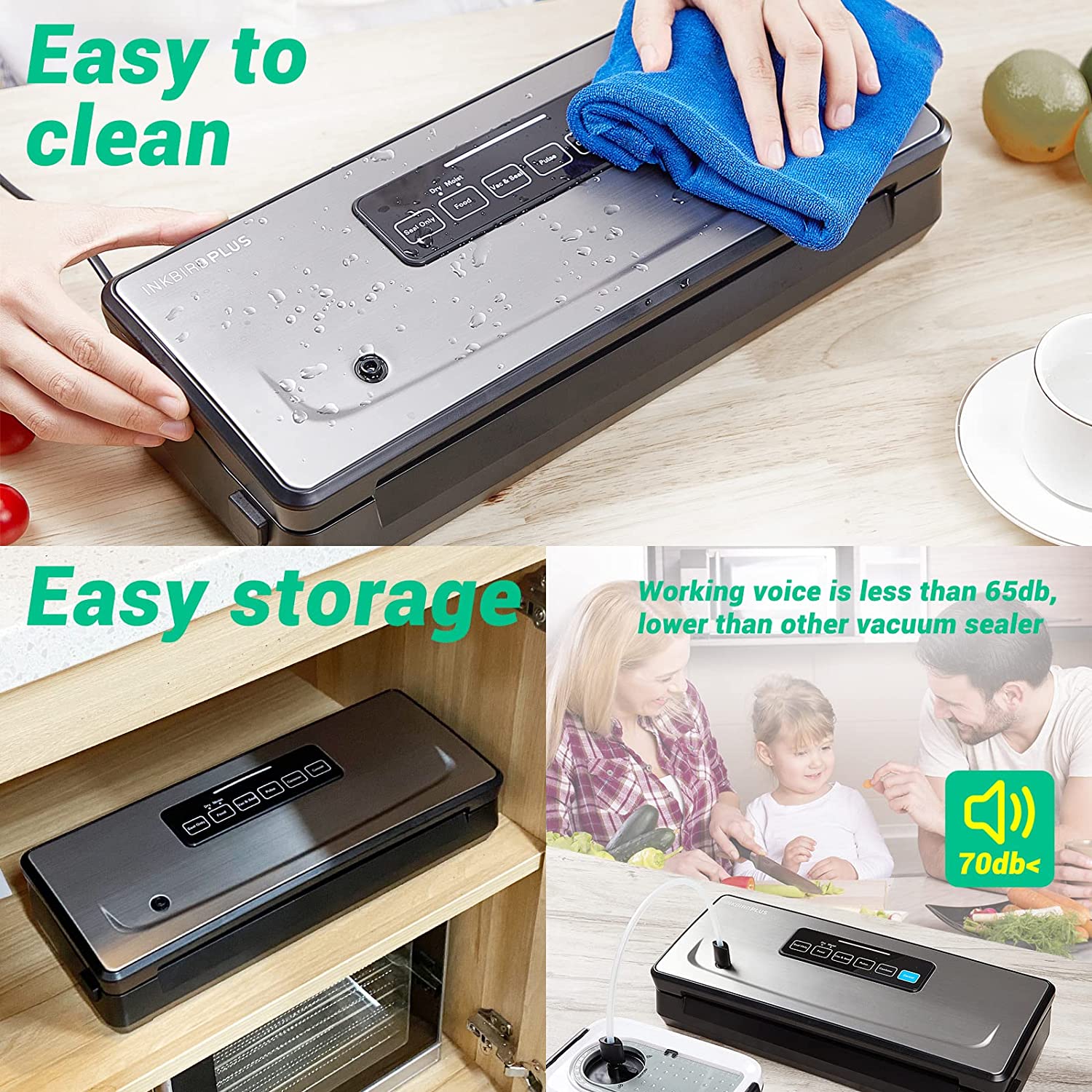 INK VS02 Vacuum Sealer Machine - Food Saver for Freshness Preservation | Perfect for Meal Prep, Sous Vide & Long-Term Food Storage