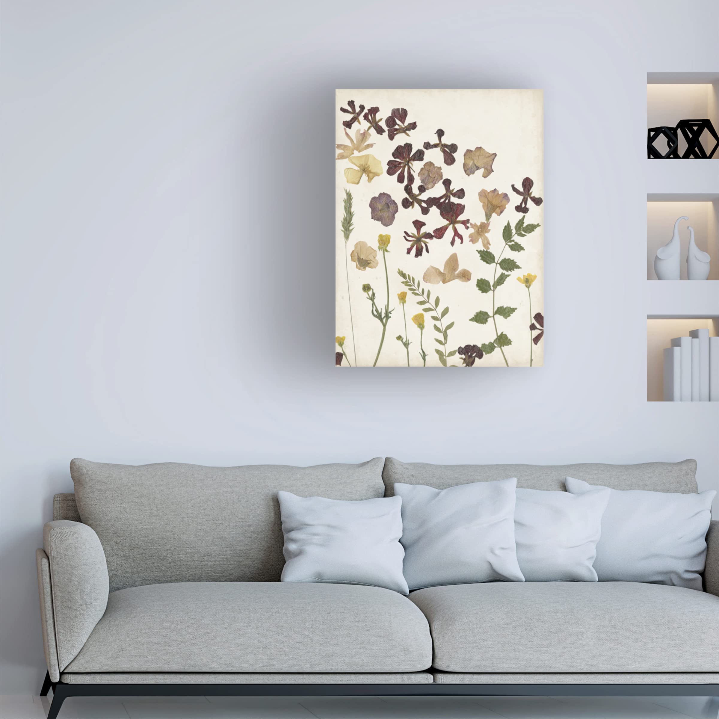 Pressed Flower Arrangement III Canvas Wall Art by Regina Moore - Handmade Botanical Floral Decor for Living Room, Bedroom & Office