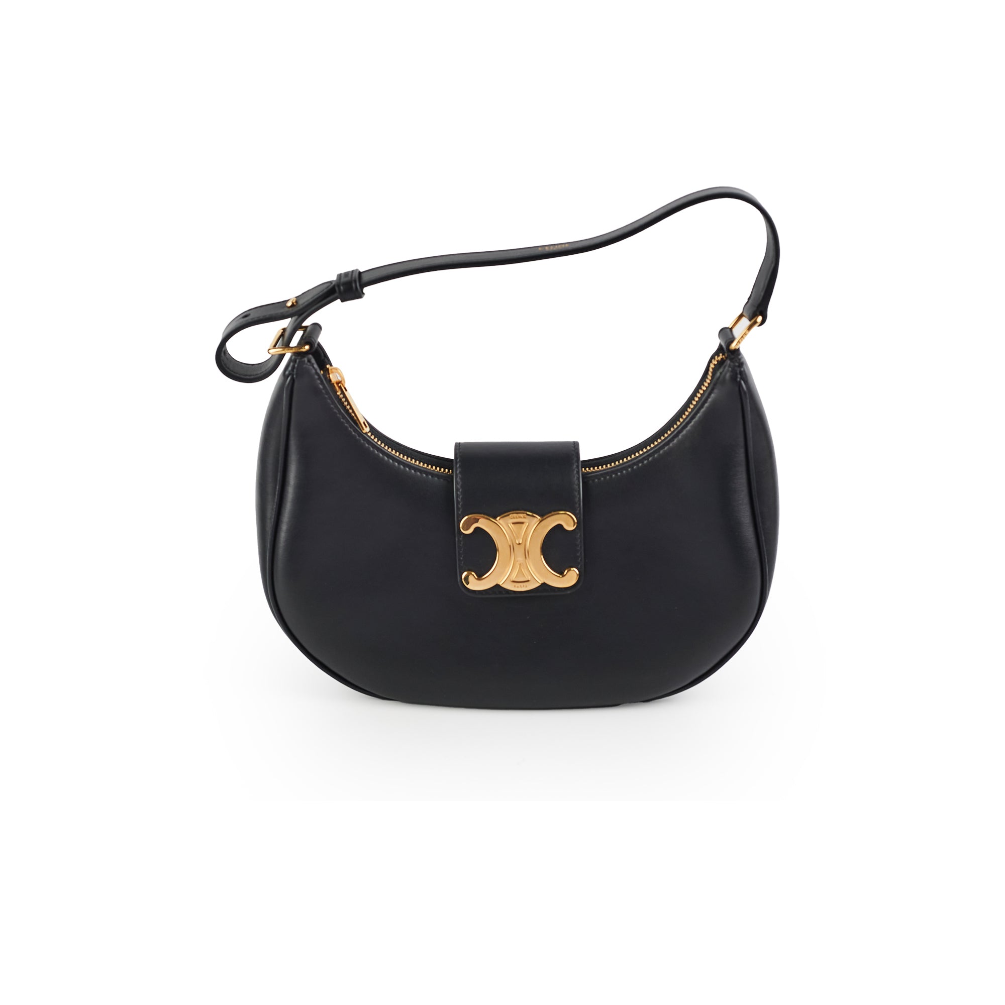 Celine Triomphe Black Calfskin Shoulder Bag for Women | Luxury Leather Handbag with Shoulder Strap | Perfect for Work, Travel & Evening Events