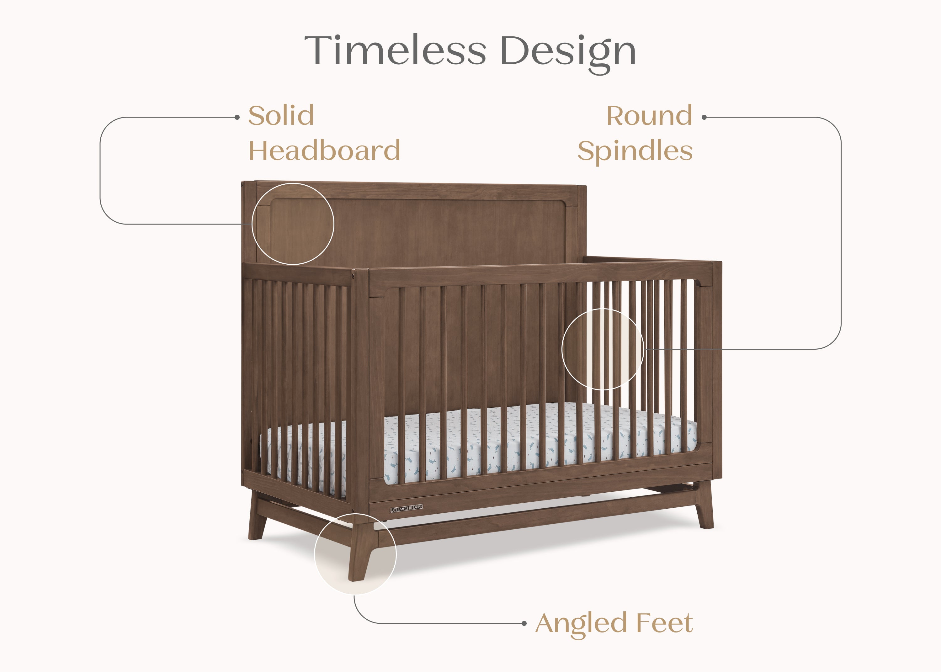 Convertible 6-in-1 Baby Crib by Spencer - Nursery Furniture That Grows with Your Child from Newborn to Toddler Bed