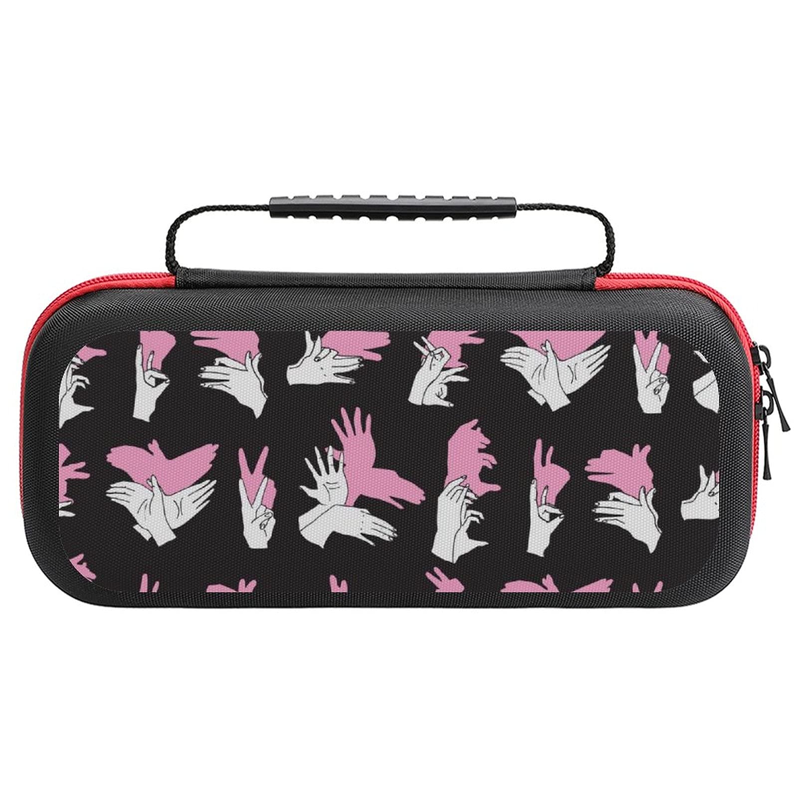 Premium Shadow Hand Printed Carrying Case for Nintendo Switch Lite - Protective Storage Bag with Accessories Pouch | Travel-Friendly Portable Case for Gaming On-The-Go, Commuting & Vacation Use