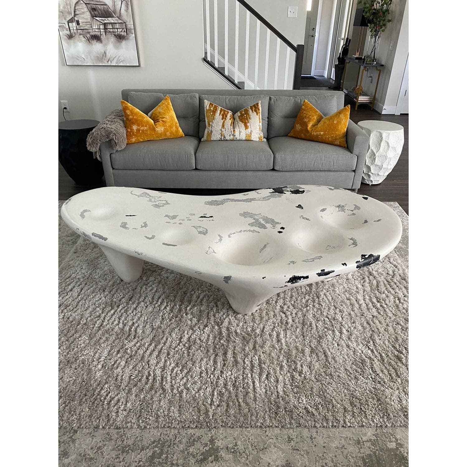 Modern Amoeba Coffee Table Bench - Unique Organic Shape Wooden Furniture for Living Room, Lounge & Outdoor Use