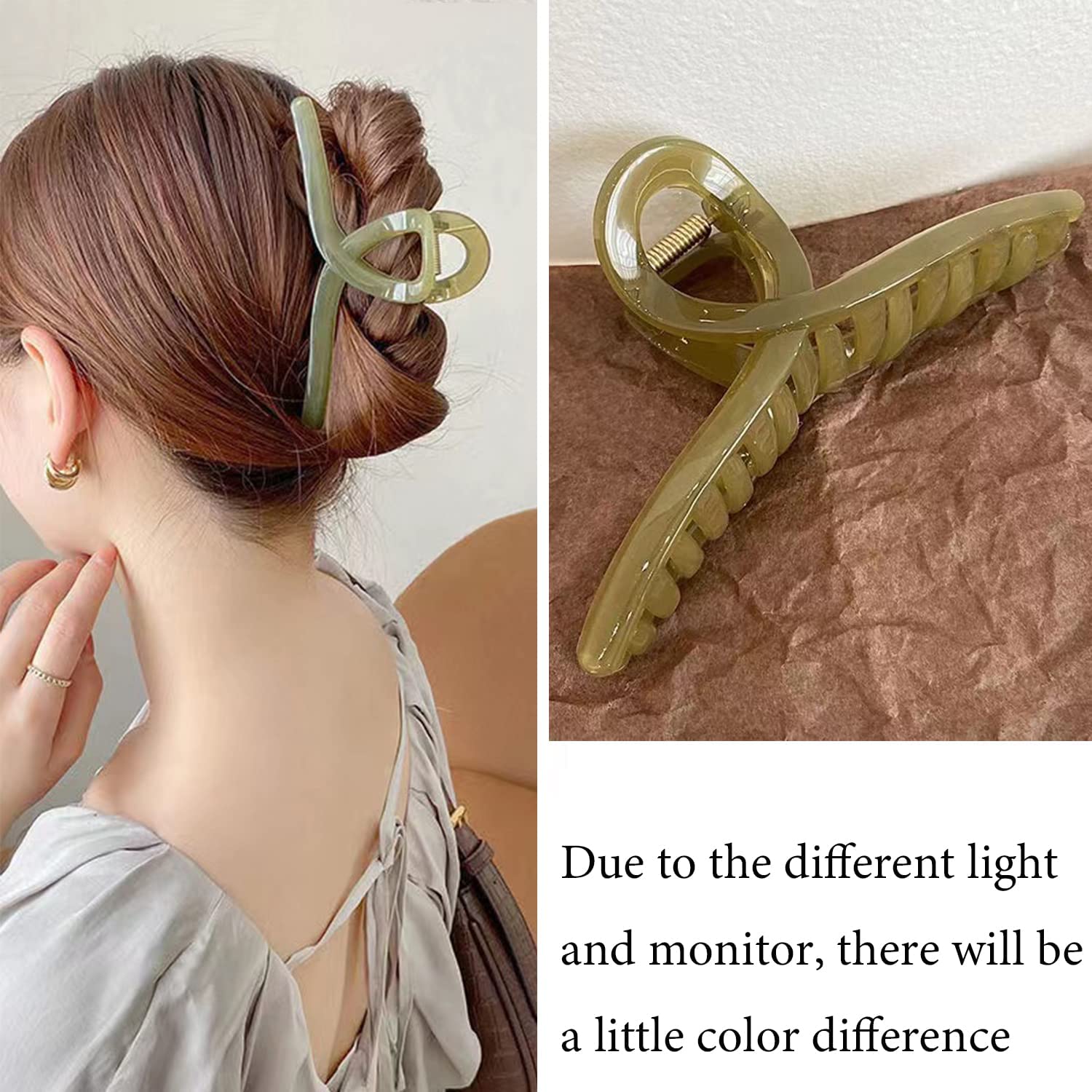 Bakefy Large Butterfly Hair Claw Clips for Women - Strong Hold Jelly Hair Clips for Long Thick Hair (4 Colors) - Perfect for Ponytails, Buns & Everyday Hairstyles