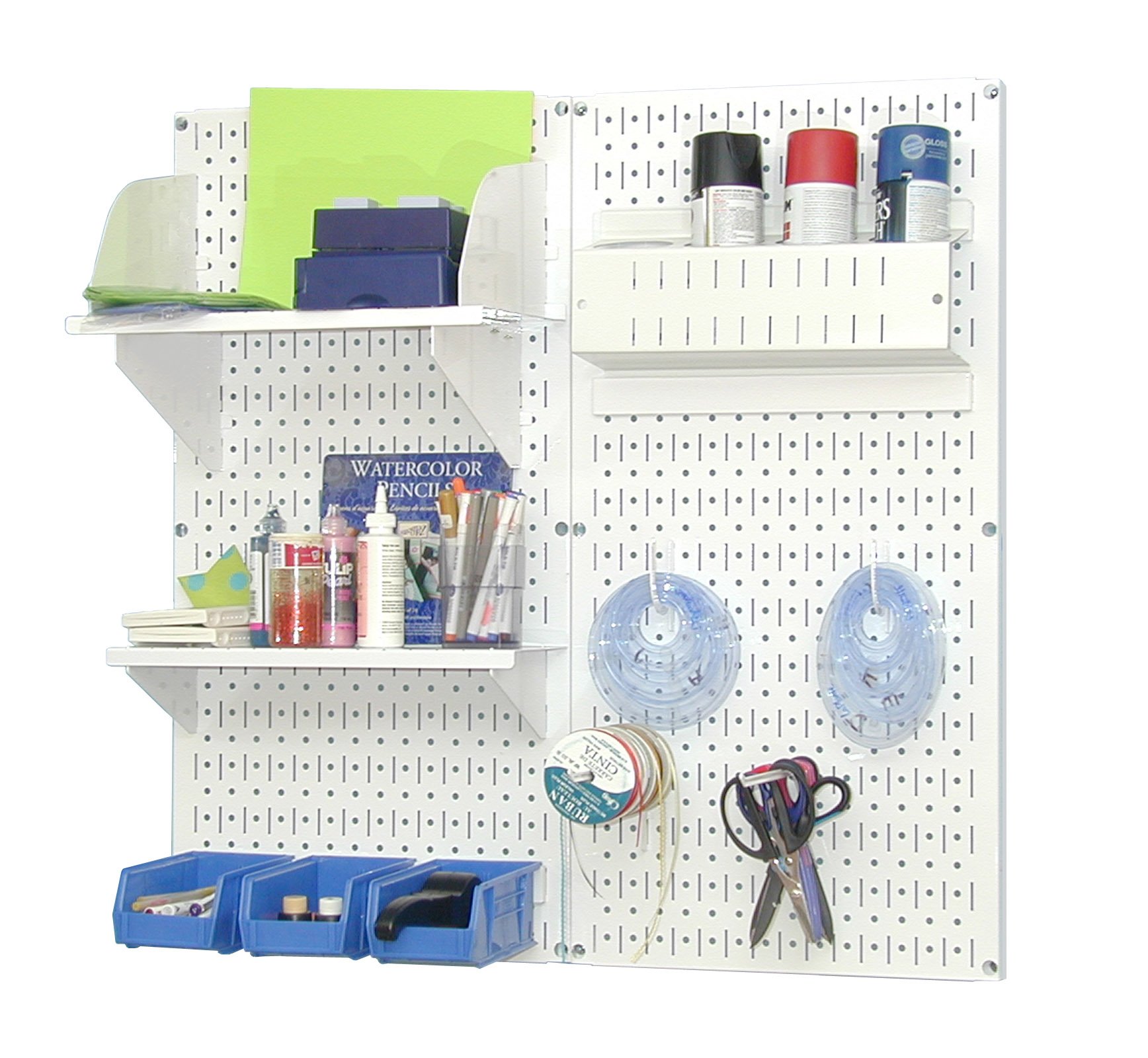 Wall Control Craft & Hobby Pegboard Organizer Storage Kit - White Pegboard with White Accessories for Wall Mounted Tool & Craft Supply Organization | Perfect for Garage, Workshop & Craft Room Storage Solutions