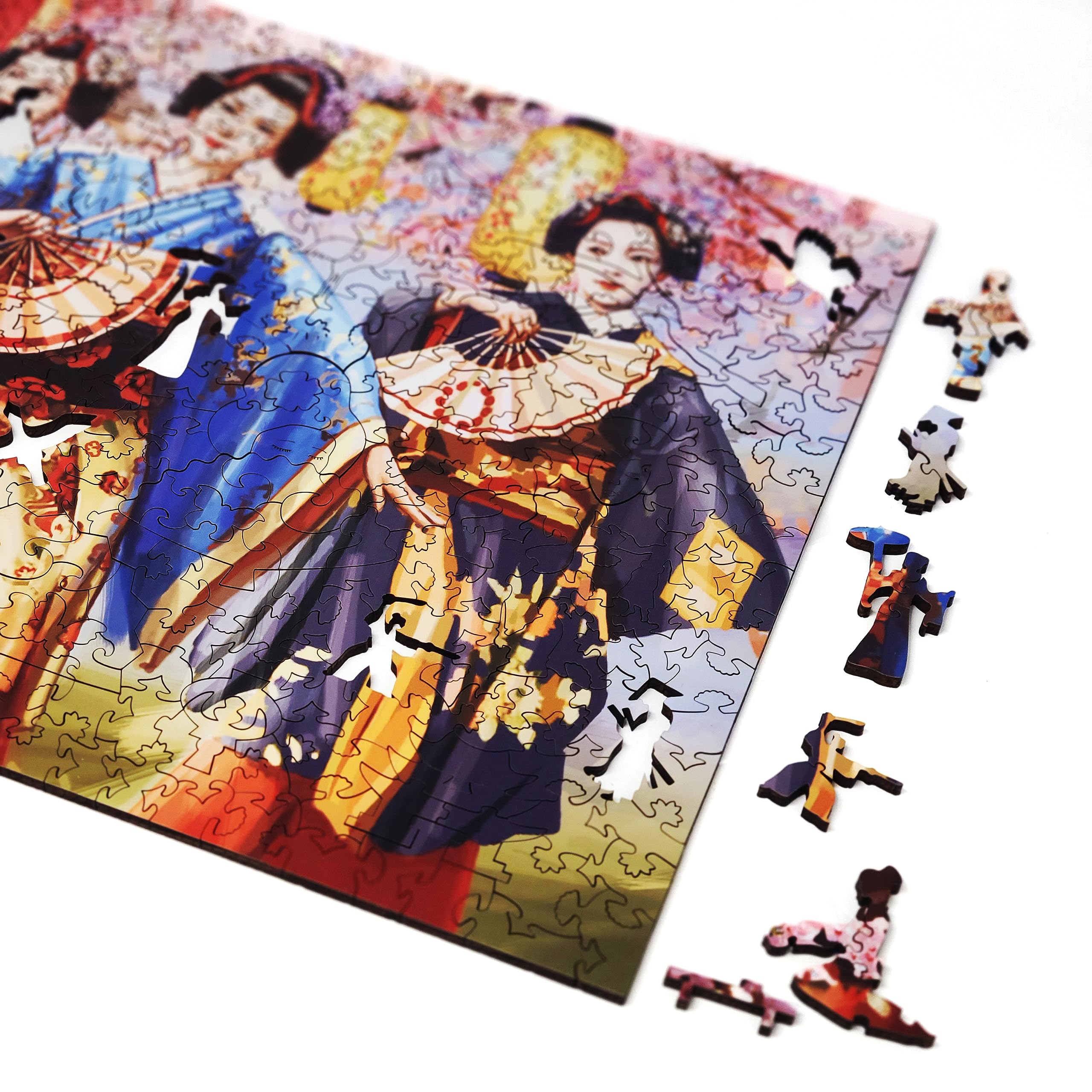 Premium 437-Piece Wooden Jigsaw Puzzle for Adults - Unique Shaped Pieces - Sakura Blossom Festival Design - Handcrafted in USA by FoxSmartBox - Perfect for Stress Relief, Family Game Night & Home Decor