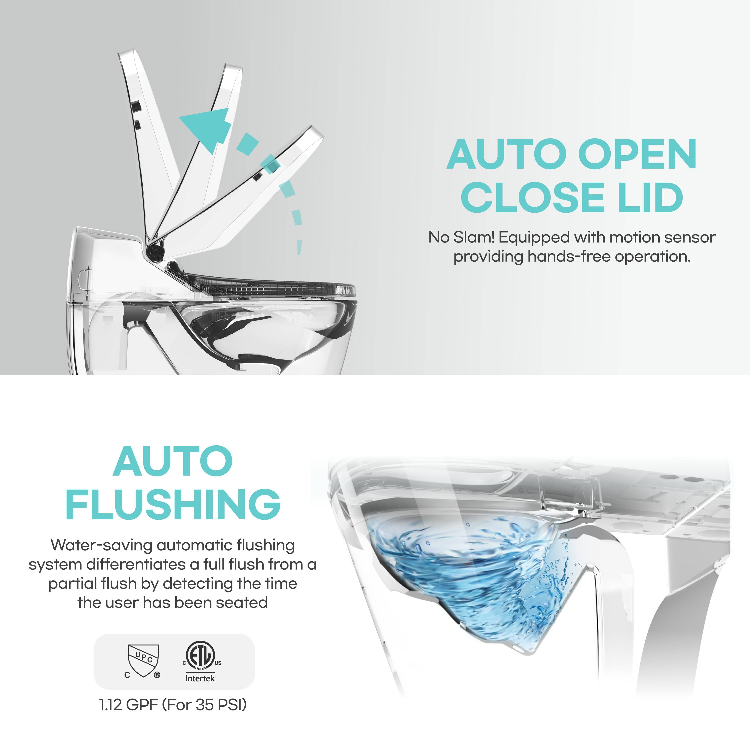 VOVO Smart Toilet One Piece - Auto Open/Close Lid, Auto Flush, UV LED Sterilization & Heated Seat - Perfect for Modern Bathrooms, Luxury Homes & Smart Living Spaces