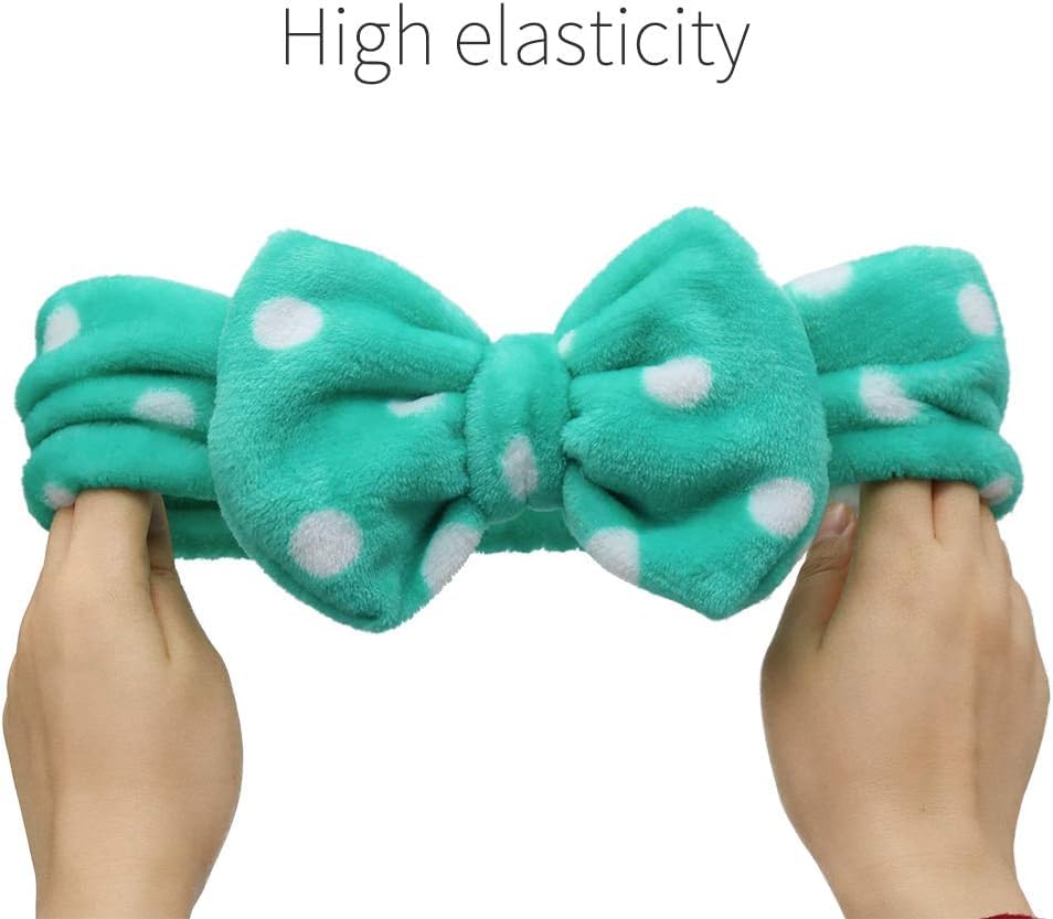 COSLUXE Velvet Makeup Headband for Women & Girls - Soft Elastic Spa Headband for Facial Cleansing, Skincare & Makeup Application - Cute Bow Design, Multicolor (Pack of 1) - Perfect for At-Home Spa Days, Beauty Routines & Self-Care Sessions