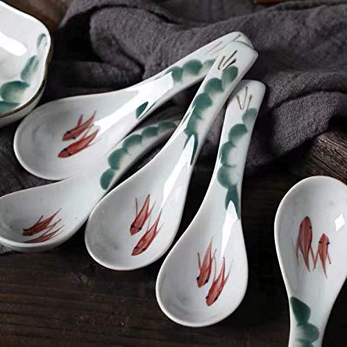 Premium Ceramic Soup Spoons Set of 4 - Chinese Style Glazed Porcelain Rice Spoons - Elegant Asian Tableware for Dining & Gifts (Dark Green) | Perfect for Ramen, Pho, Rice Bowls & Asian Cuisine
