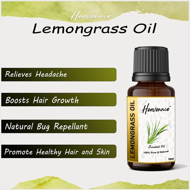 Heavennce Pure Lemongrass Essential Oil - 20ml (Pack of 2) | Natural Aromatherapy Oil for Hair Growth & Skin Care | Diffuser, Massage & Steam Therapy | Perfect for Relaxation, Stress Relief & Home Spa
