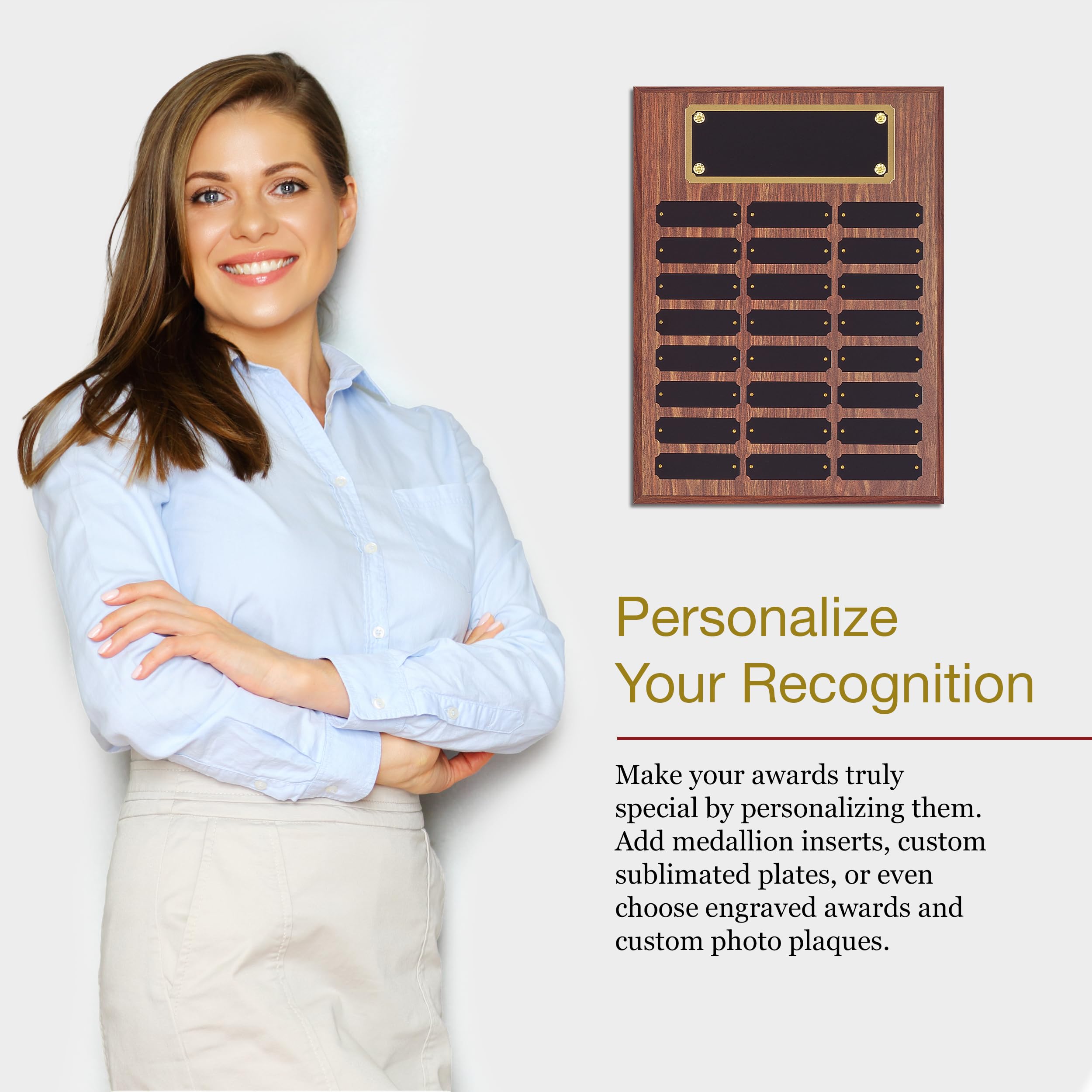 Custom Engraved Perpetual Plaque Award - Personalized Name Plate Holder Board for Office Recognition, Employee Appreciation & Retirement Gifts | Wall-Mounted Display for Trophies, Certificates & Milestone Achievements