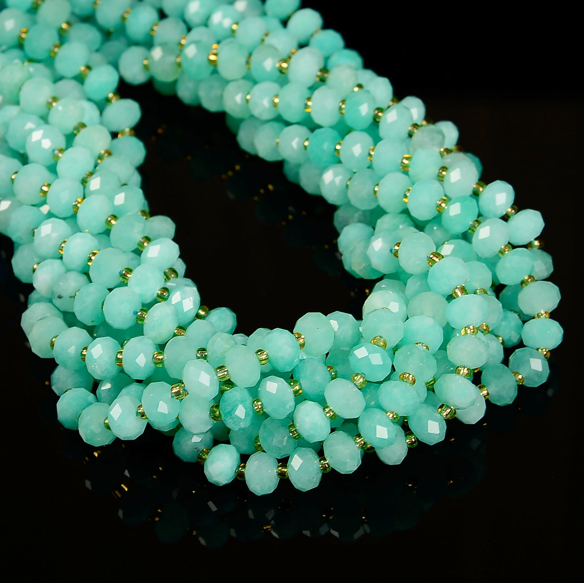 Natural Amazonite Faceted Rondelle Beads 6x8mm - 15.5 Inch Strand for Jewelry Making, DIY Bracelets & Necklaces | Healing Stone Beads for Spiritual Crafts & Energy Work