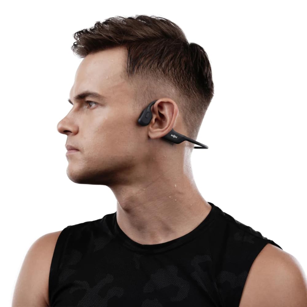SHOKZ OpenRun Pro Wireless Bone Conduction Headphones - Bluetooth 5.1, Sweatproof, Lightweight for Running, Cycling & Workouts (Swift Black) | Perfect for Gym, Outdoor Sports & Daily Commute