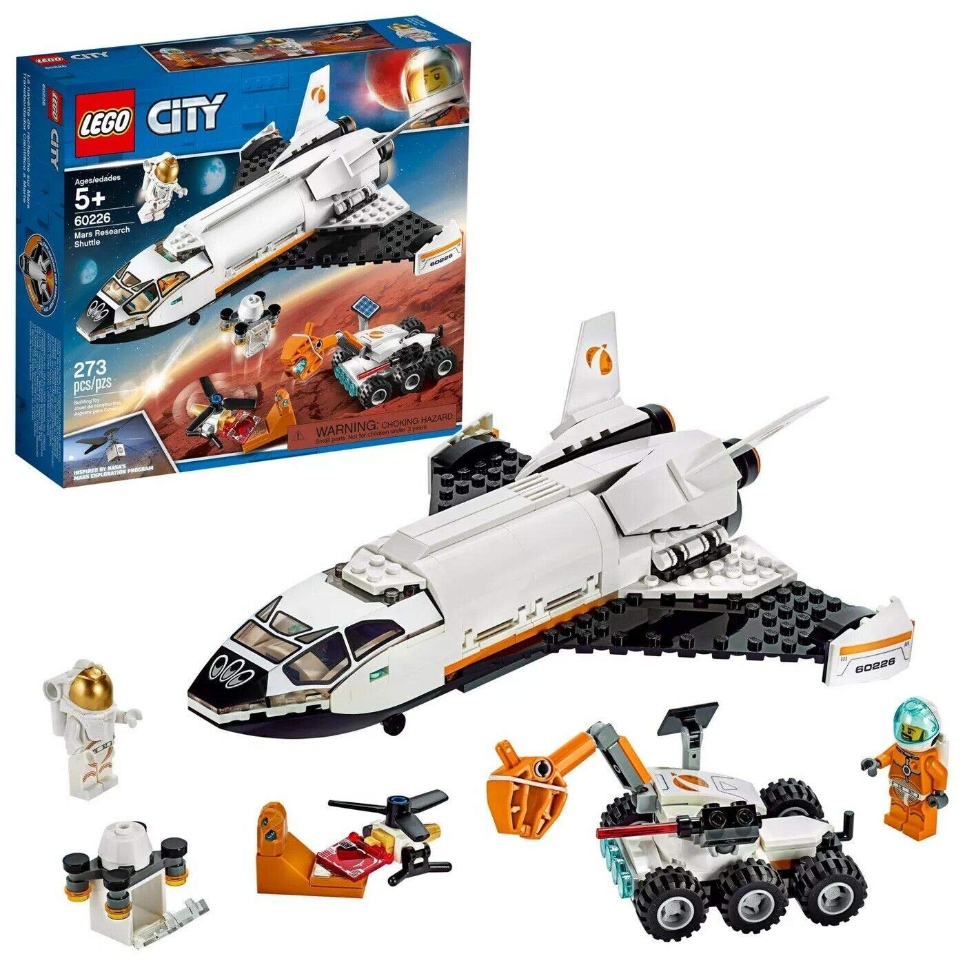 LEGO City Space Mars Research Shuttle 60226 Building Kit with Mars Rover & Astronaut Minifigures - 273-Piece STEM Toy for Kids, Boys & Girls - Perfect for Space Exploration Play & STEM Learning Activities