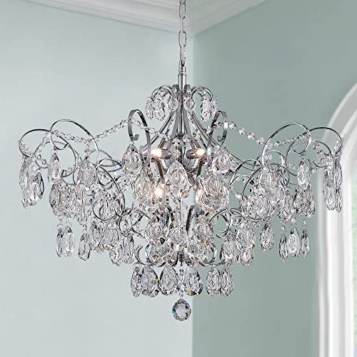 Bestier Modern Crystal Raindrop Pendant Chandelier - 9 G9 Bulbs Ceiling Light Fixture for Dining Room, Bedroom, Living Room & Bathroom (28